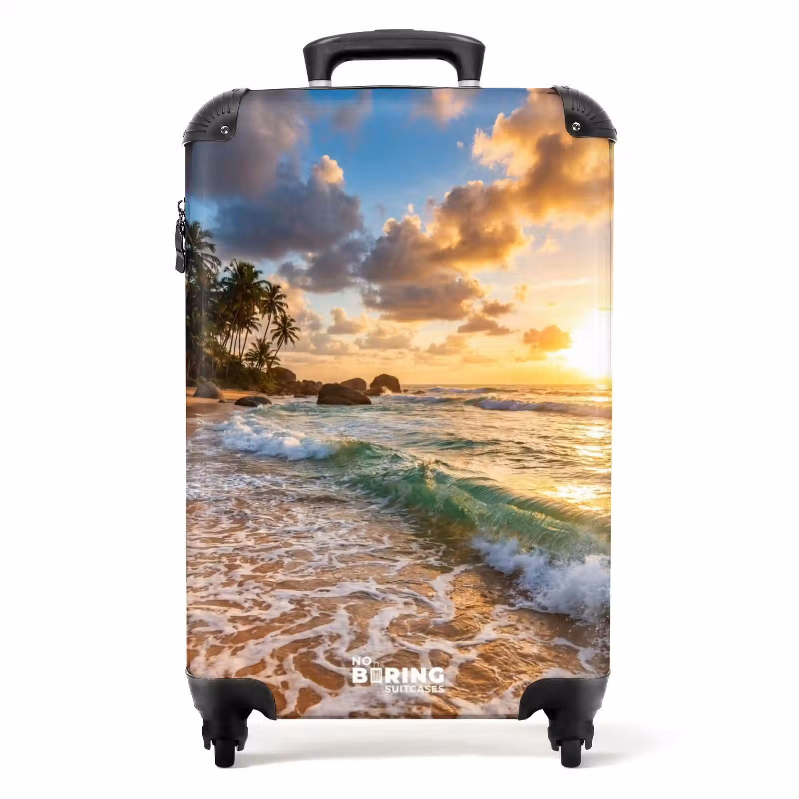 Koffer - Strand - Zonsondergang - Golven - Natuur - Goud - Strand - Zonsondergang - Golven - Natuur - Goud NBS - Handbagage koffer - Volwassenen Unisex middel