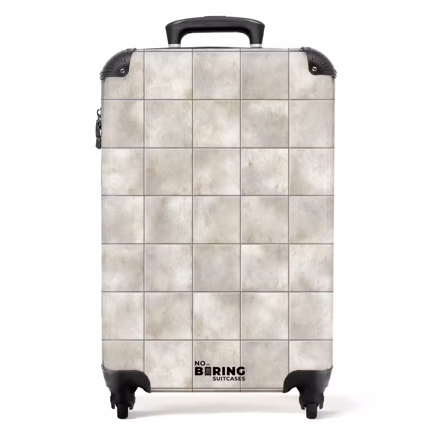 Tegels - Natuurlijk - Grijs NBS - Handbagage koffer - Volwassenen Unisex middel -productfoto_recht