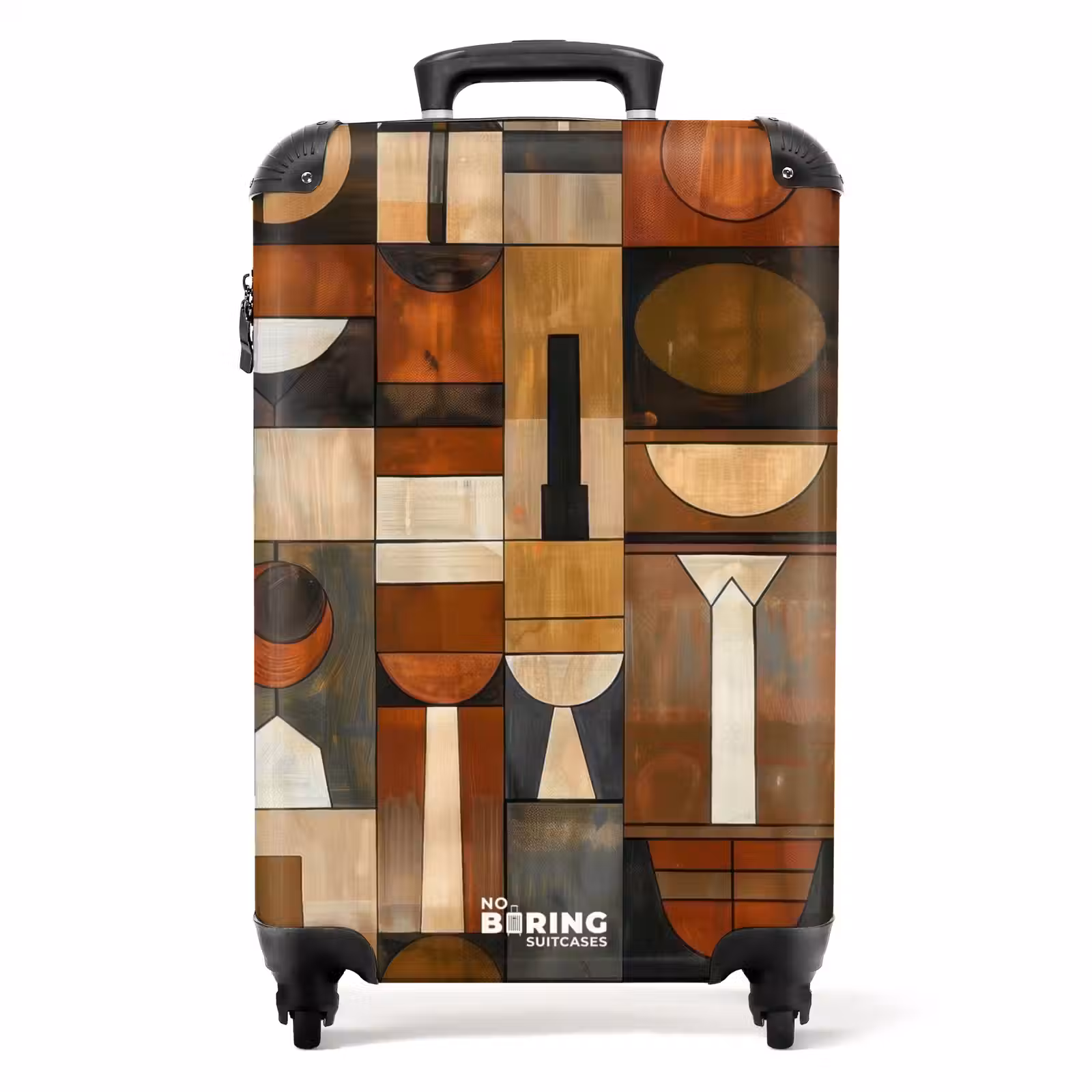 Koffer - Terracotta - Geometrisch - Mid-Century - Patroon - Terracotta - Geometrisch - Mid-Century - Patroon NBS - Handbagage koffer - Volwassenen Unisex middel