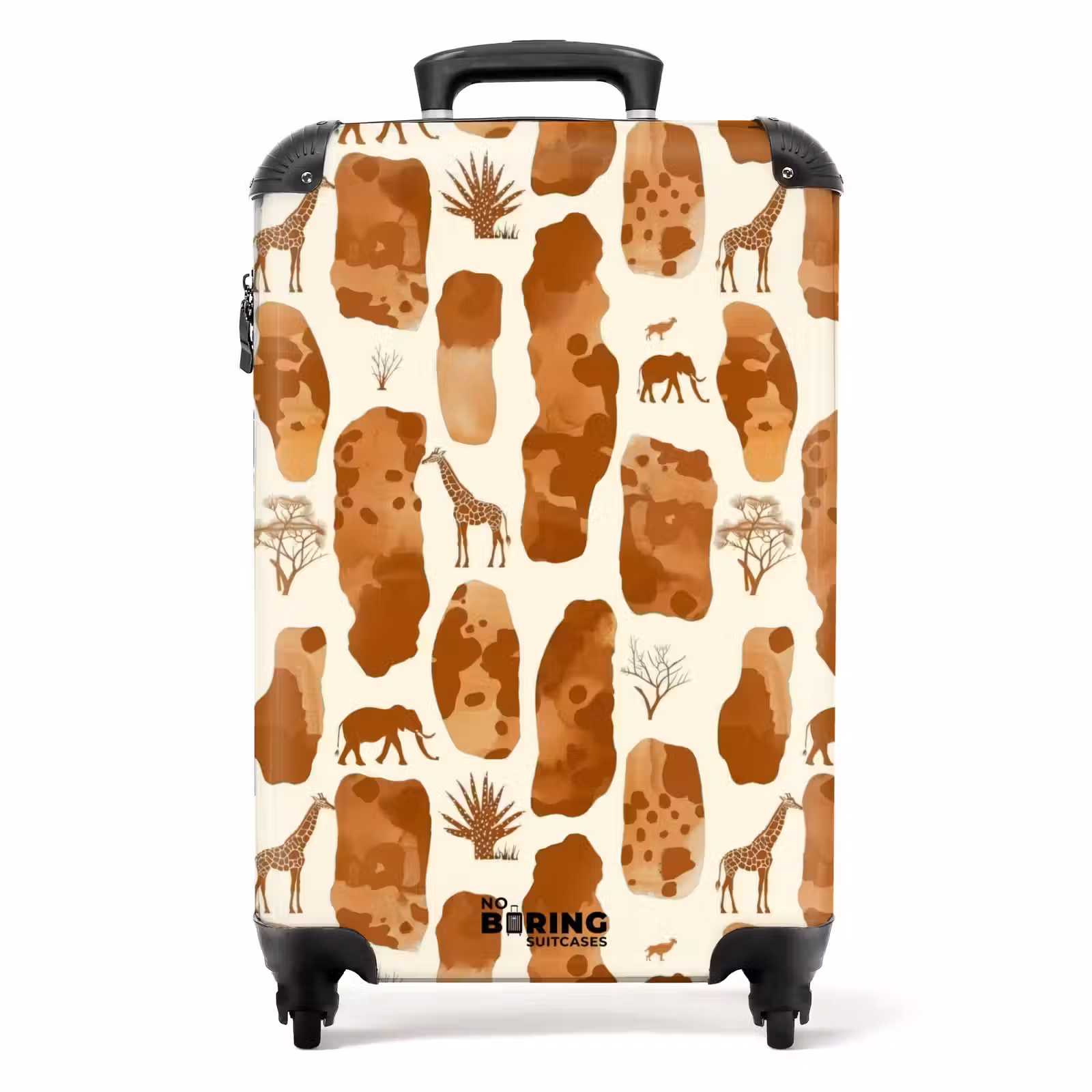 Koffer - Terracotta - Safari - Dieren - Patroon - Terracotta - Safari - Dieren - Patroon NBS - Handbagage koffer - Volwassenen Unisex middel