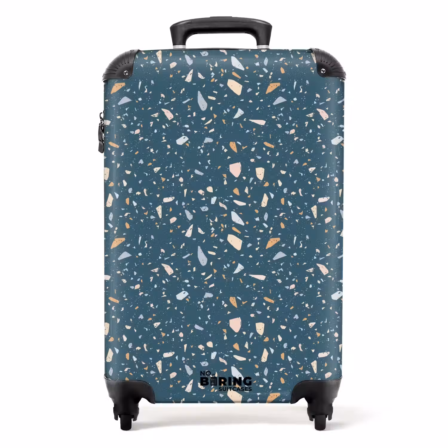 Terrazzo patroon groen met pastel NBS - Handbagage koffer - Volwassenen Unisex middel -productfoto_recht