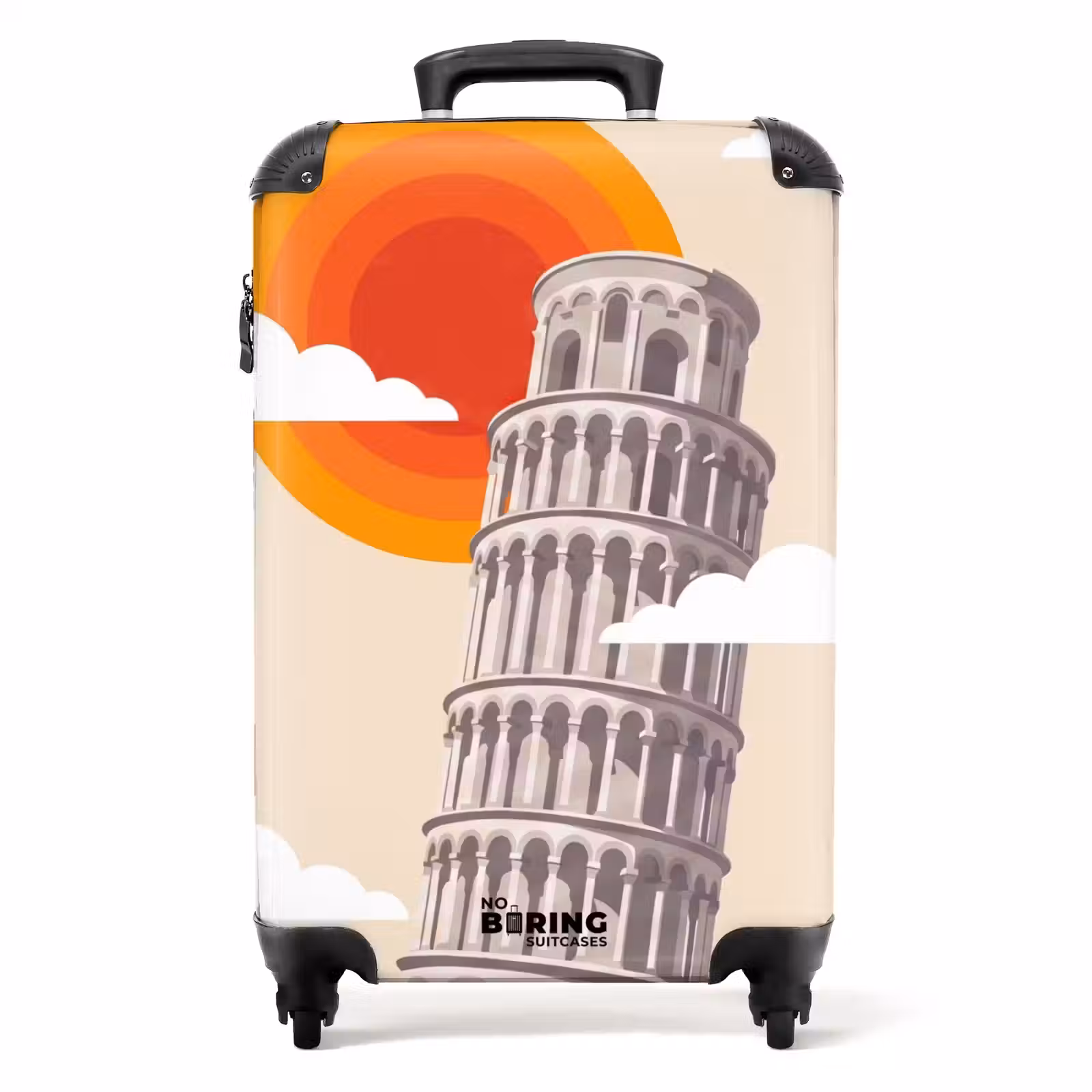 Koffer - Toren - Pisa - Architectuur - Minimalistisch - Beige - Toren - Pisa - Architectuur - Minimalistisch - Beige NBS - Handbagage koffer - Volwassenen Unisex middel