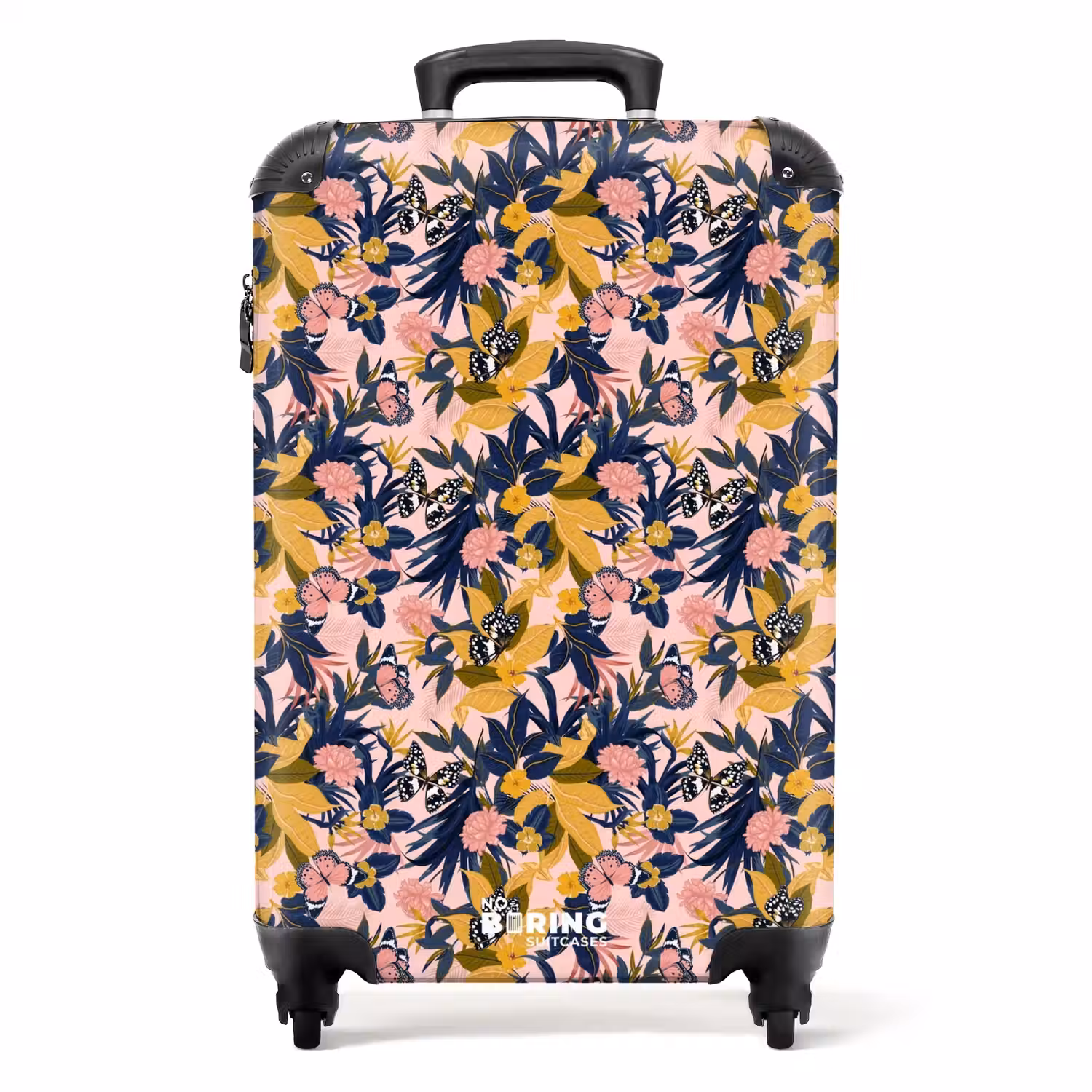Tropisch vlinder patroon blauw geel NBS - Handbagage koffer - Kinderen Unisex middel -productfoto_recht