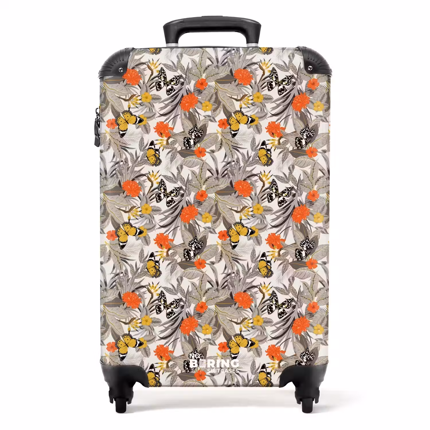 Tropisch vlinder patroon oranje geel NBS - Handbagage koffer - Kinderen Unisex middel -productfoto_recht