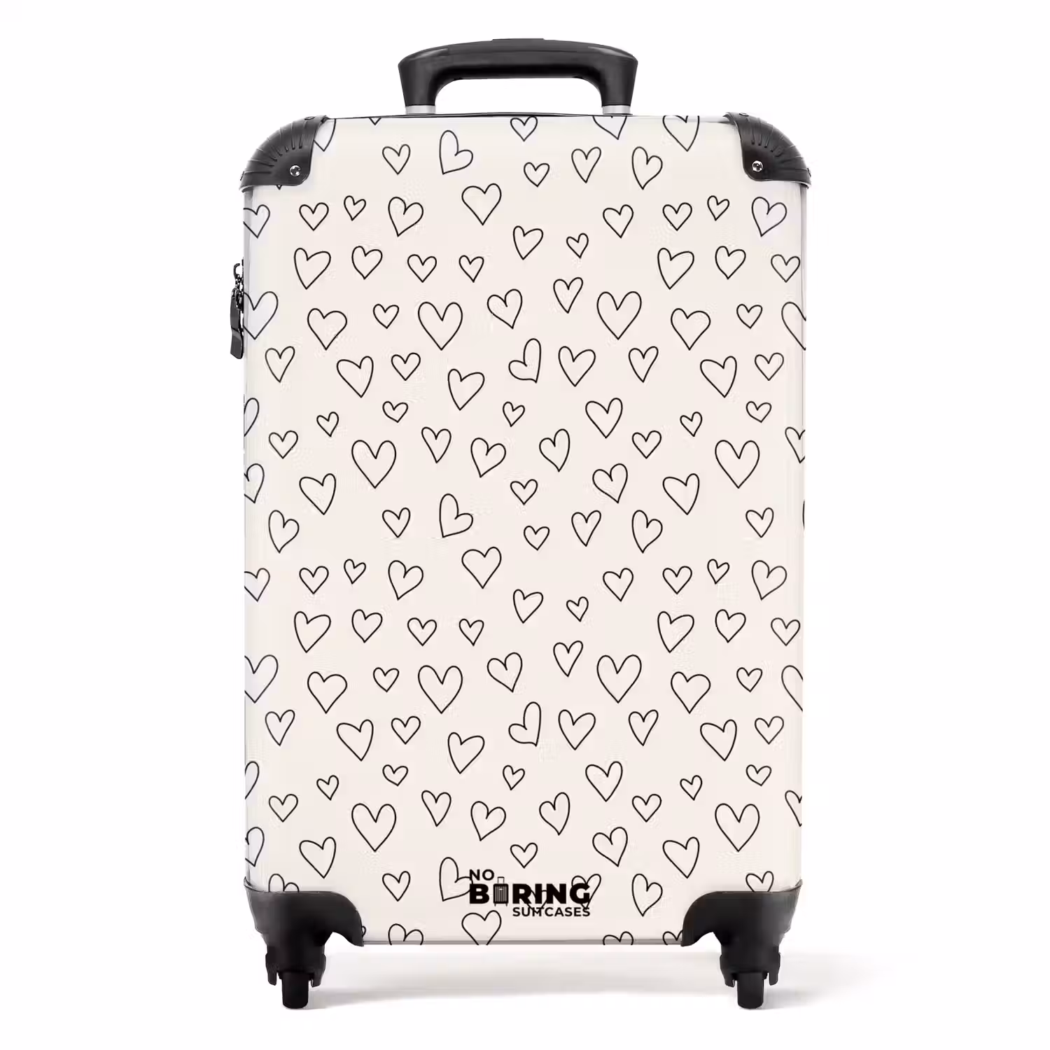 Valentijn hartenregen patroon zwart NBS - Handbagage koffer - Kinderen Unisex middel -productfoto_recht