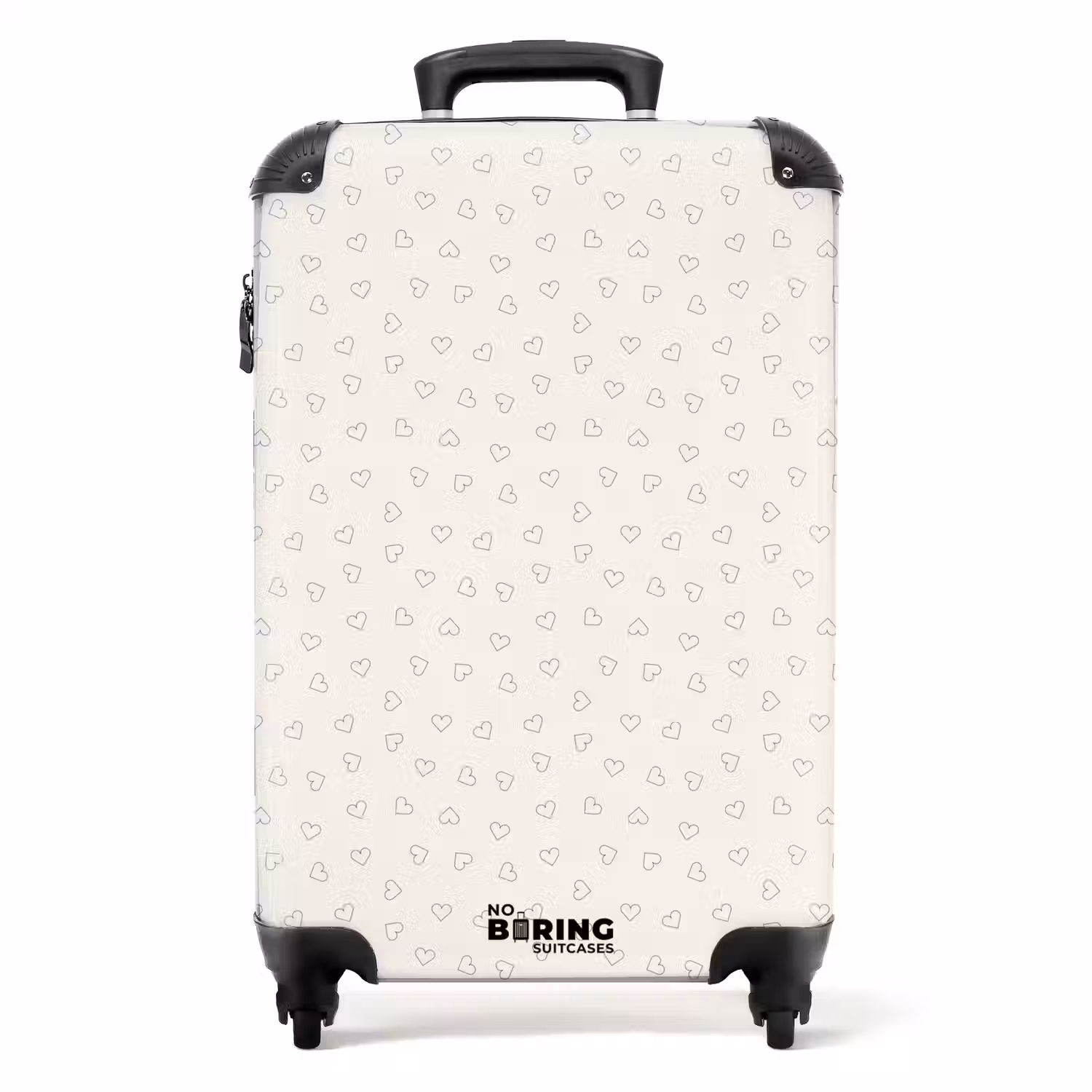 Valentijn hartjes patroon zwart NBS - Handbagage koffer - Kinderen Unisex middel -productfoto_recht