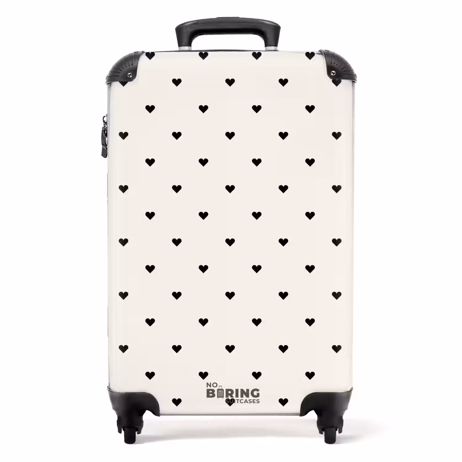 Valentijn hartjes rijen patroon zwart NBS - Handbagage koffer - Kinderen Unisex middel -productfoto_recht