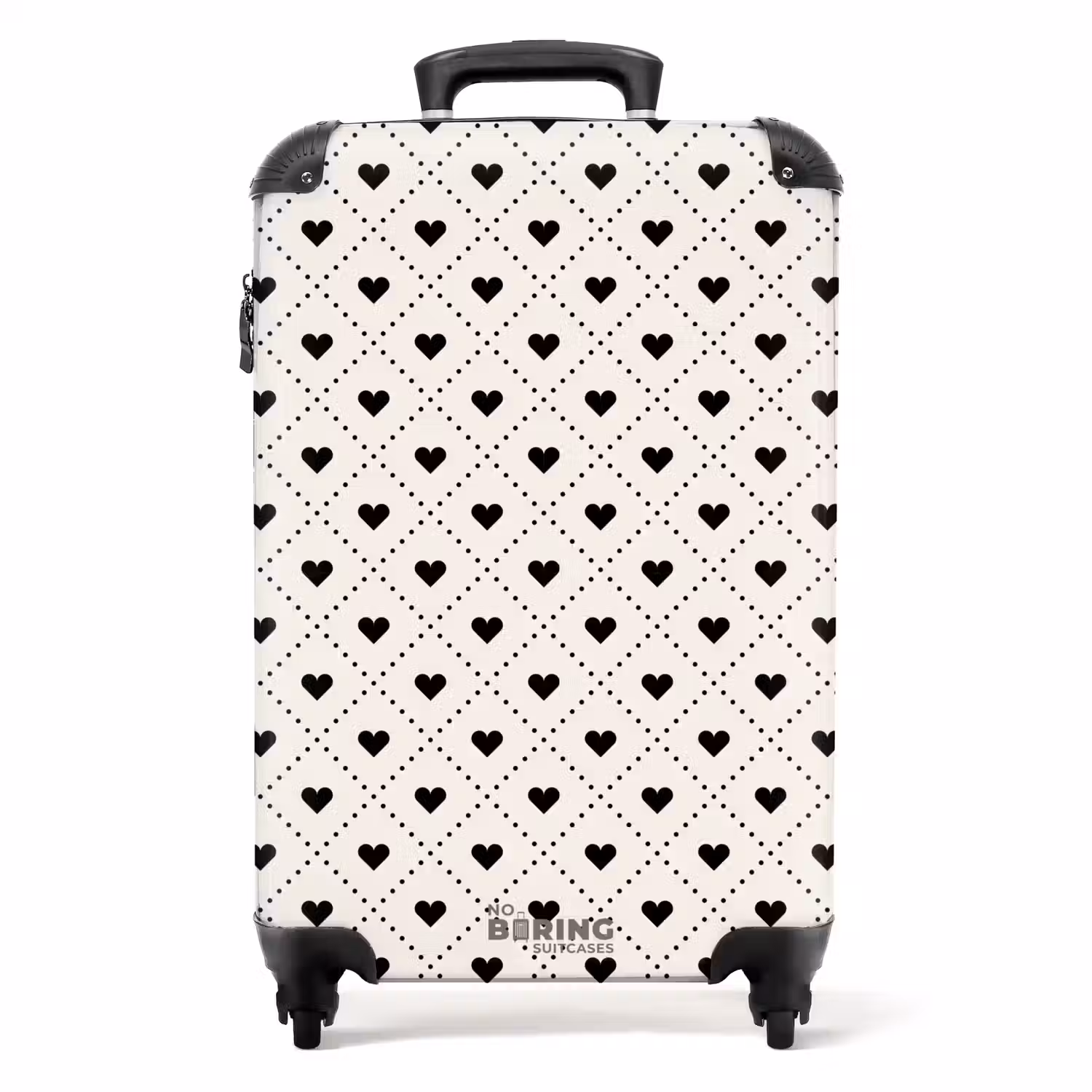 Valentijn hartjes ruitpatroon zwart wit NBS - Handbagage koffer - Kinderen Unisex middel -productfoto_recht