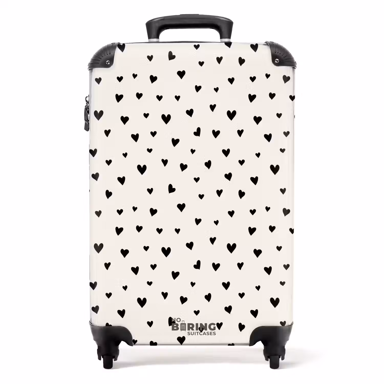 Valentijn hartjes verspreid patroon zwart NBS - Handbagage koffer - Kinderen Unisex middel -productfoto_recht