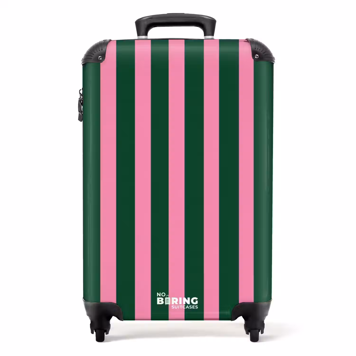 Verticale strepen - Groen - Roze NBS - Handbagage koffer - Volwassenen Unisex middel -productfoto_recht