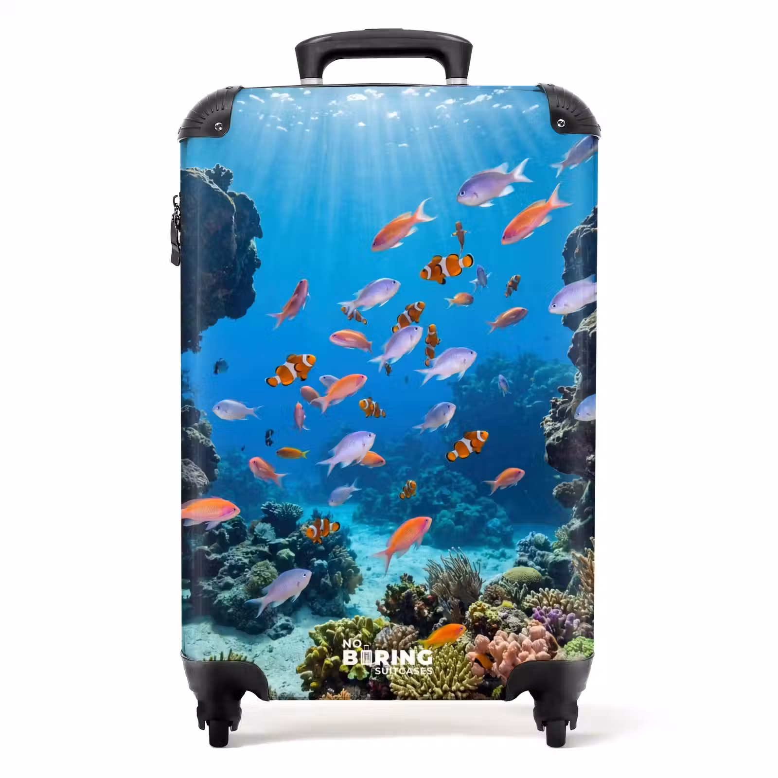 Koffer - Vis - Koraalrif - Onderwater - Levendig - Blauw - Vis - Koraalrif - Onderwater - Levendig - Blauw NBS - Handbagage koffer - Volwassenen Unisex middel