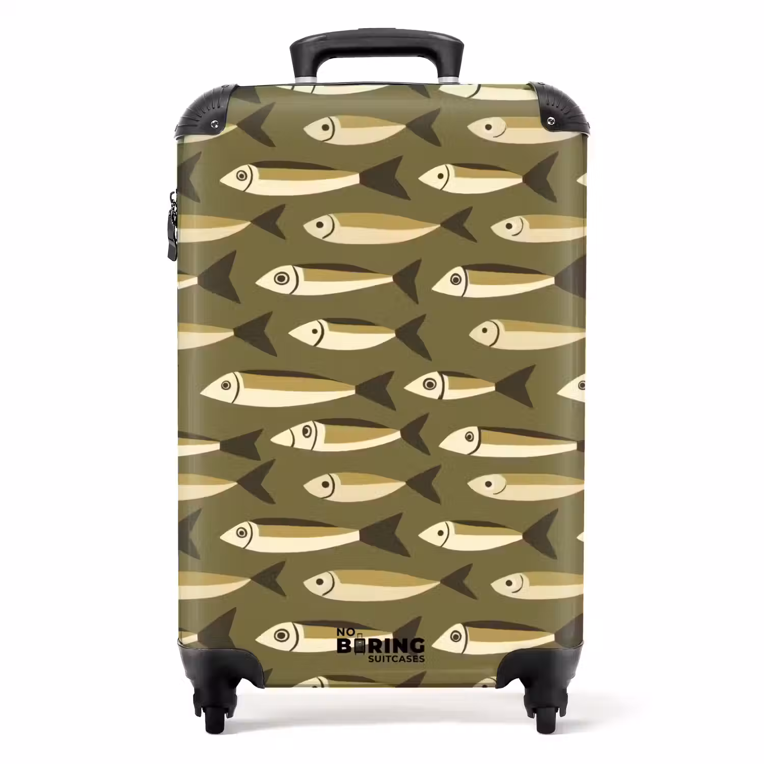 Vis - Patroon - Groen NBS - Handbagage koffer - Volwassenen Unisex middel -productfoto_recht
