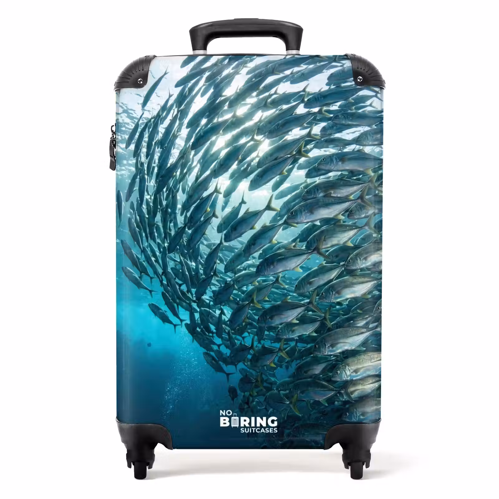 Koffer - Vis - School - Oceaan - Natuur - Blauw - Vis - School - Oceaan - Natuur - Blauw NBS - Handbagage koffer - Volwassenen Unisex middel