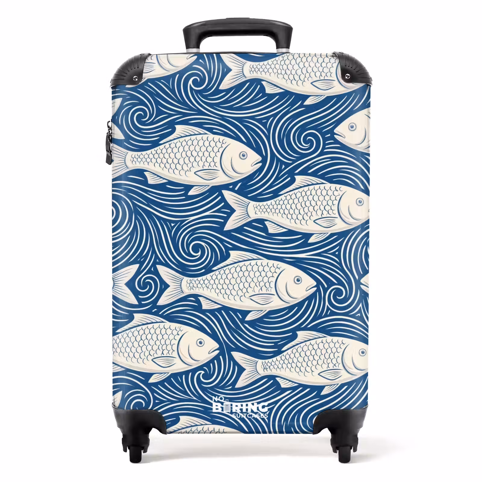 Koffer - Vis - Water - Patroon - Grafisch - Blauw - Vis - Water - Patroon - Grafisch - Blauw NBS - Handbagage koffer - Volwassenen Unisex middel