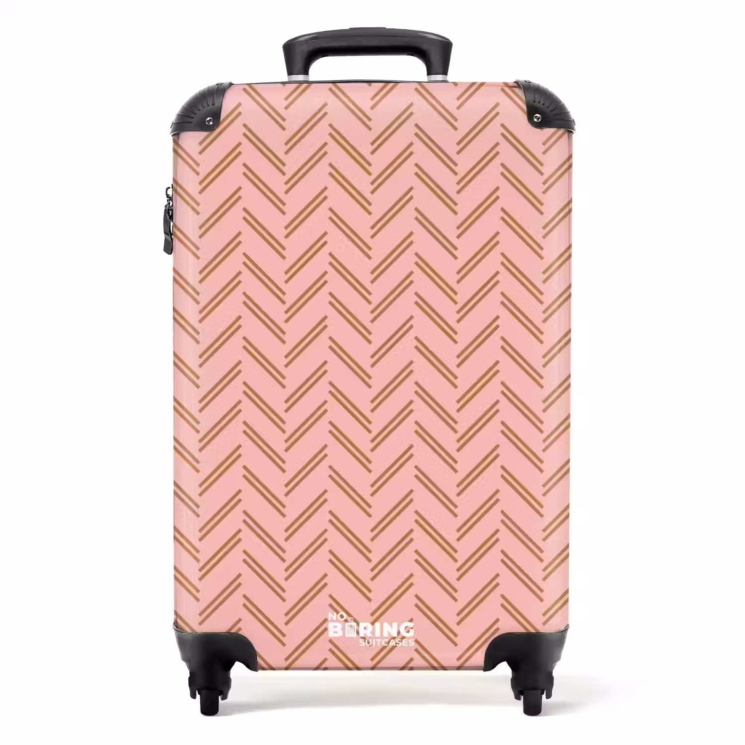 Visgraatmotief met roze en bruintinten NBS - Handbagage koffer - Kinderen Unisex middel -productfoto_recht