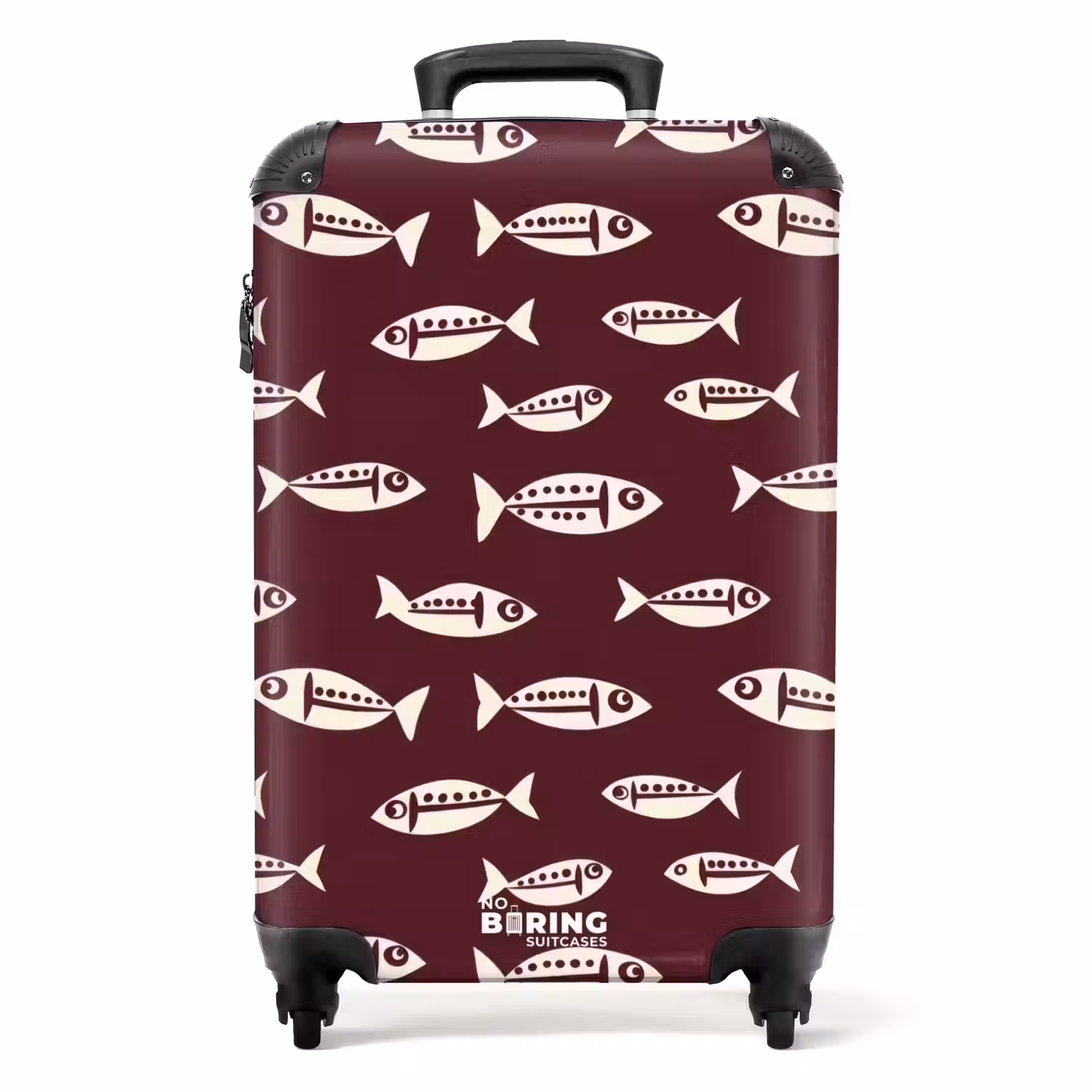 Vissen - Grafisch - Patroon - Donker NBS - Handbagage koffer - Volwassenen Unisex middel -productfoto_recht
