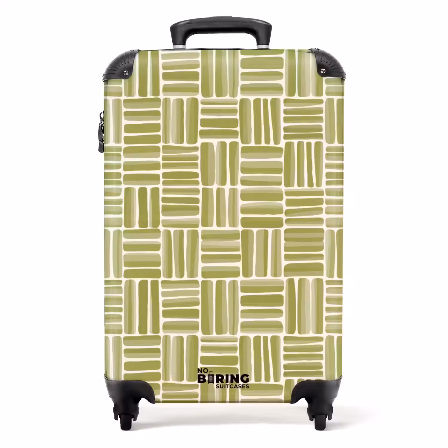 Vlecht - Patroon - Groen NBS - Handbagage koffer - Volwassenen Unisex middel -productfoto_recht
