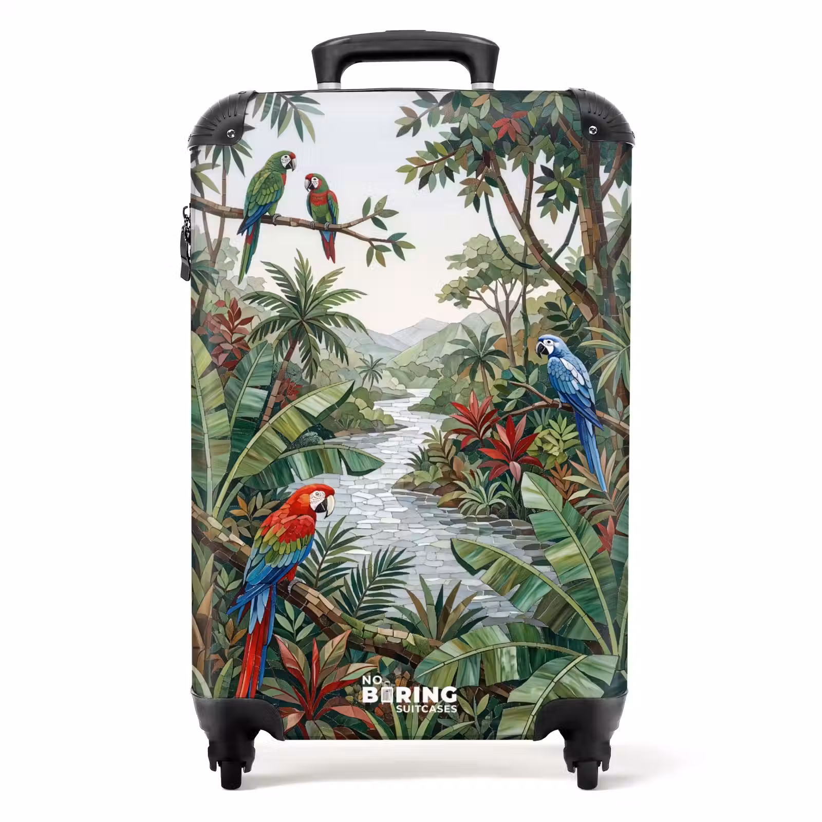 Koffer - Vogel - Jungle - Natuur - Mozaïek - Groen - Vogel - Jungle - Natuur - Mozaïek - Groen NBS - Handbagage koffer - Volwassenen Unisex middel