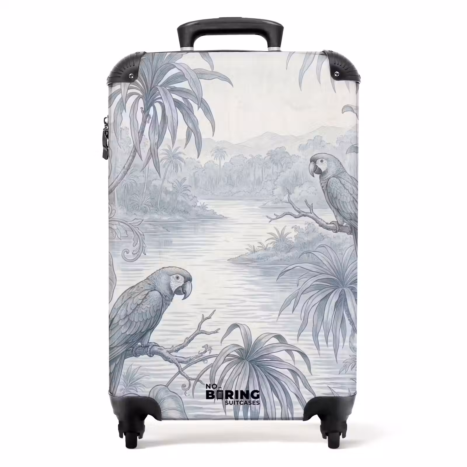 Koffer - Vogel - Rivier - Tropisch - Illustratie - Blauw - Vogel - Rivier - Tropisch - Illustratie - Blauw NBS - Handbagage koffer - Volwassenen Unisex middel