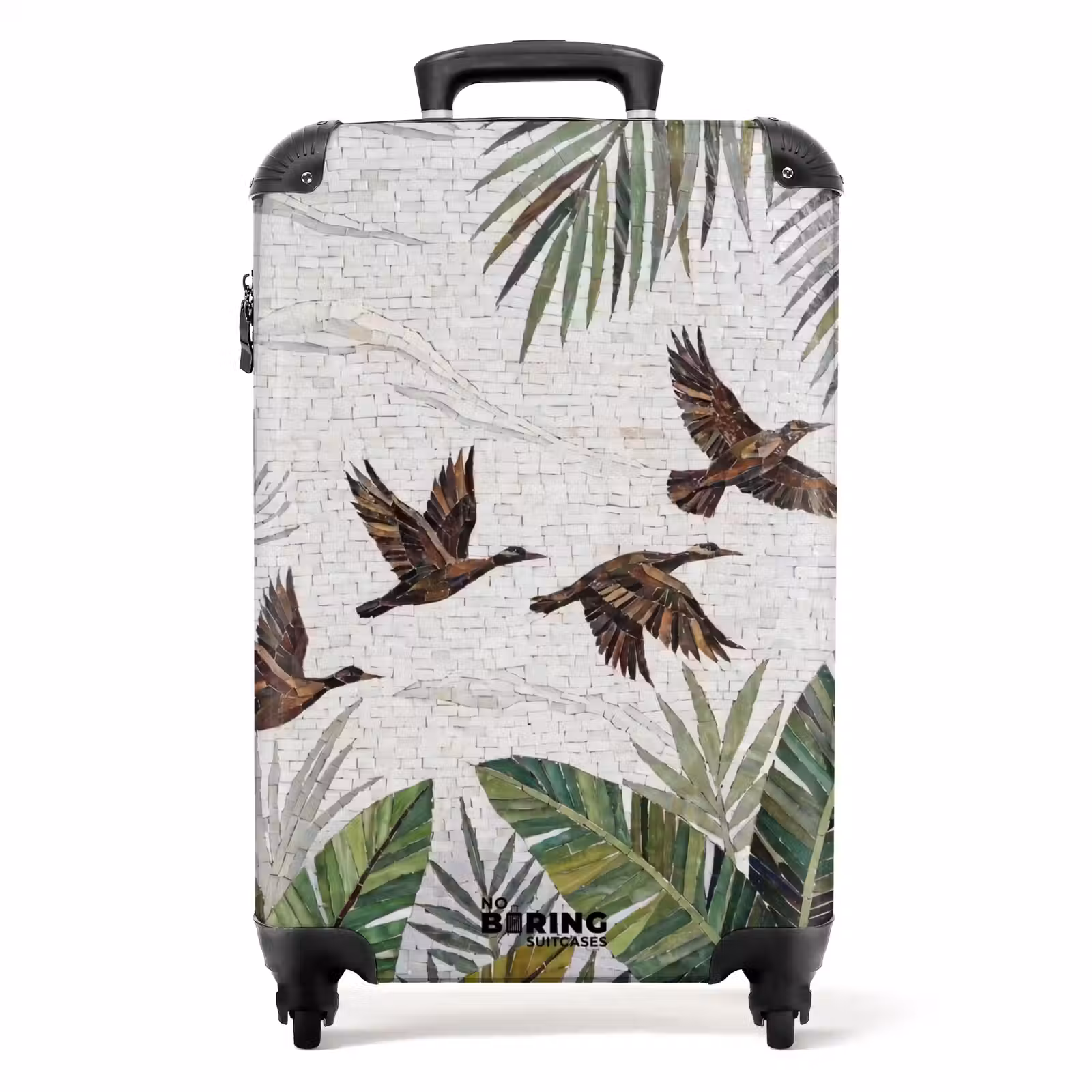 Koffer - Vogel - Vliegend - Tropisch - Mozaïek - Groen - Vogel - Vliegend - Tropisch - Mozaïek - Groen NBS - Handbagage koffer - Volwassenen Unisex middel