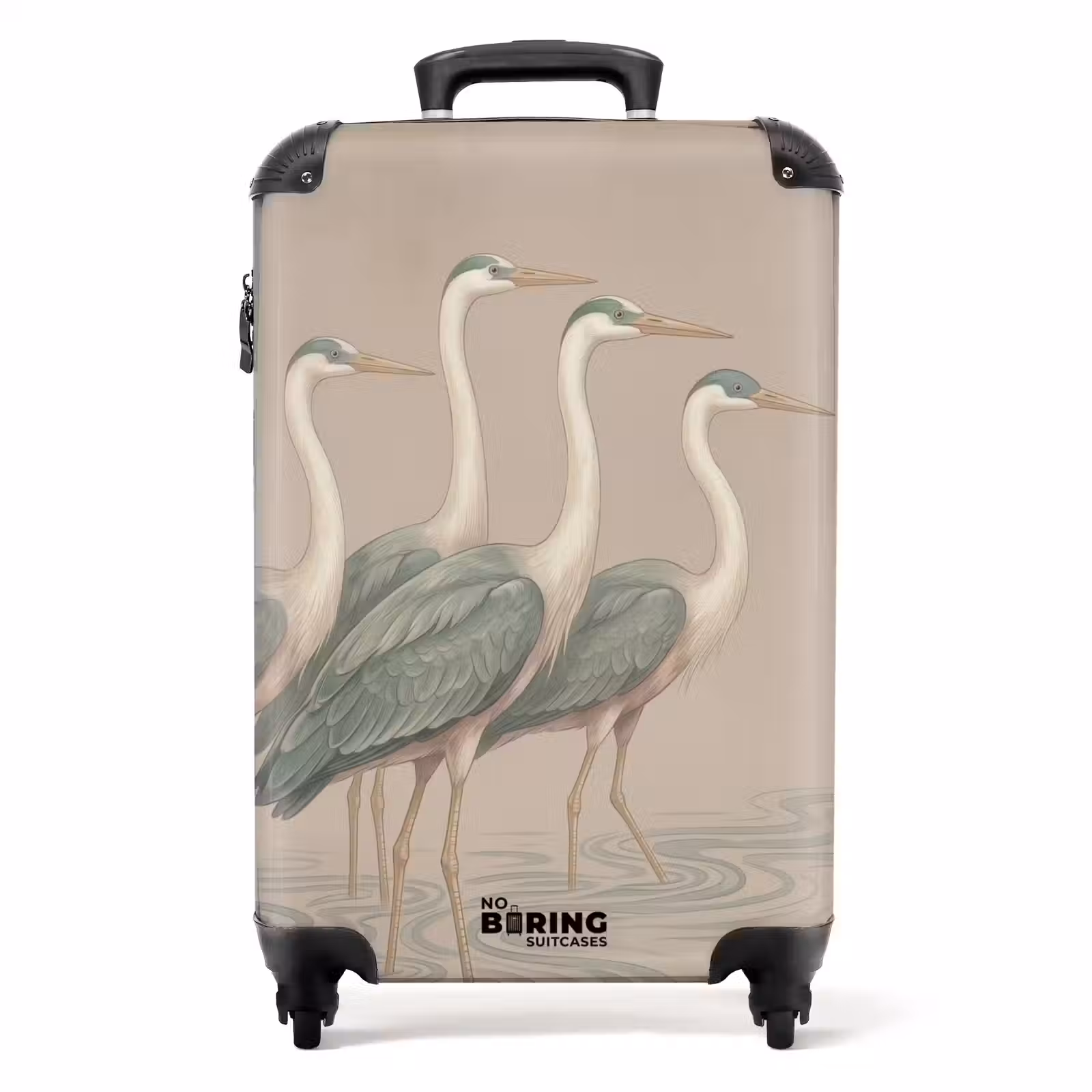 Koffer - Vogel - Water - Natuur - Vintage - Vogel - Water - Natuur - Vintage NBS - Handbagage koffer - Volwassenen Unisex middel