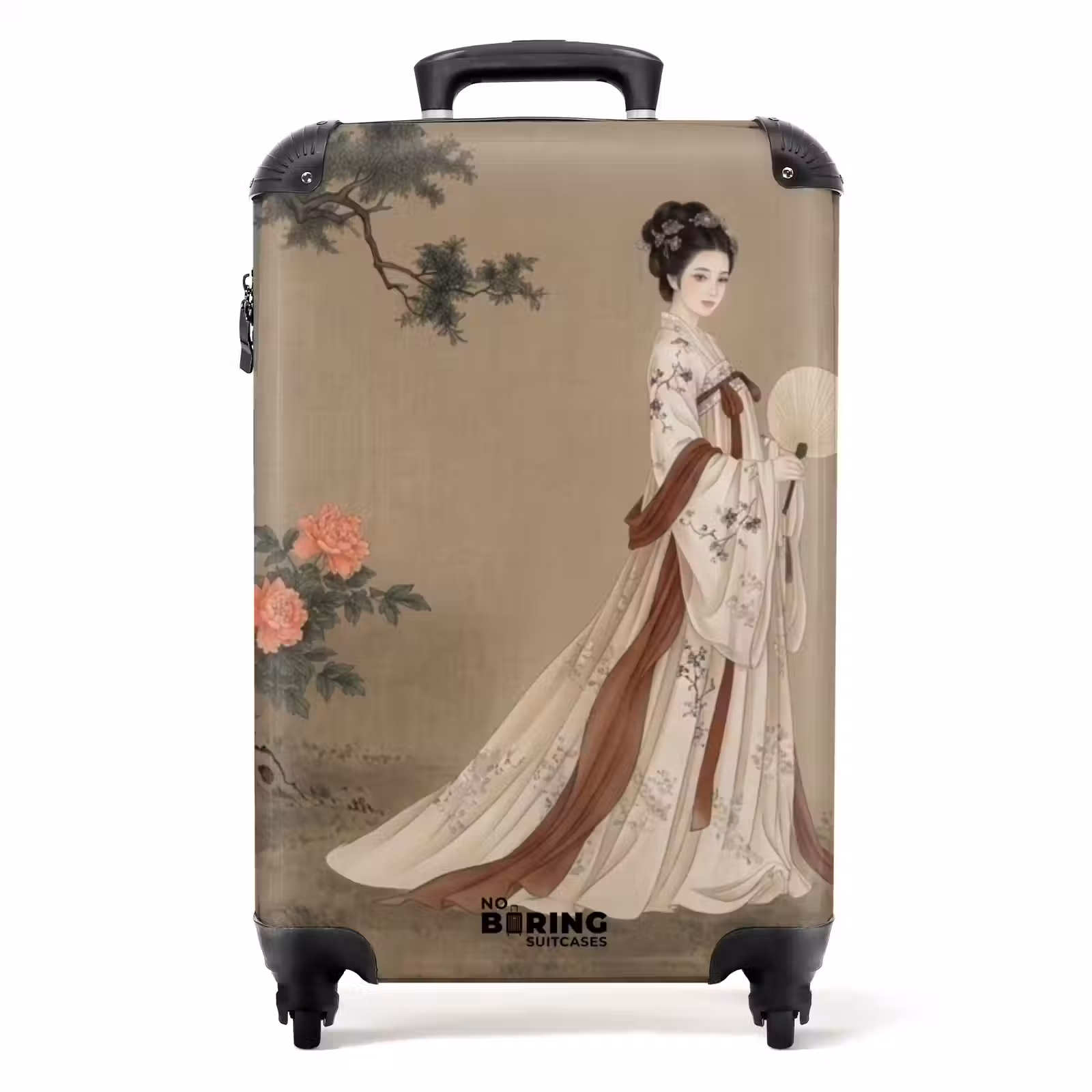 Koffer - Vrouw - Azië - Kunst - Beige - Vrouw - Azië - Kunst - Beige NBS - Handbagage koffer - Volwassenen Unisex middel