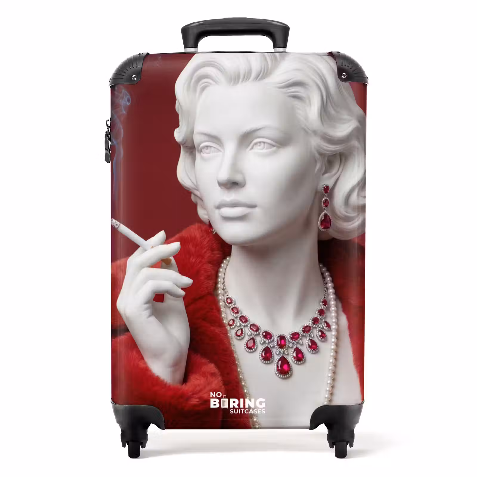 Koffer - Vrouw - Bontjas - Mode - Klassiek - Rood - Vrouw - Bontjas - Mode - Klassiek - Rood NBS - Handbagage koffer - Volwassenen Unisex middel