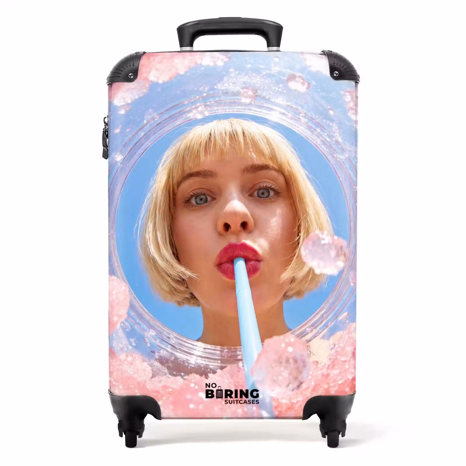 Koffer - Vrouw - Drank - Zomer - Roze - Blauw - Vrouw - Drank - Zomer - Roze - Blauw NBS - Handbagage koffer - Volwassenen Unisex middel