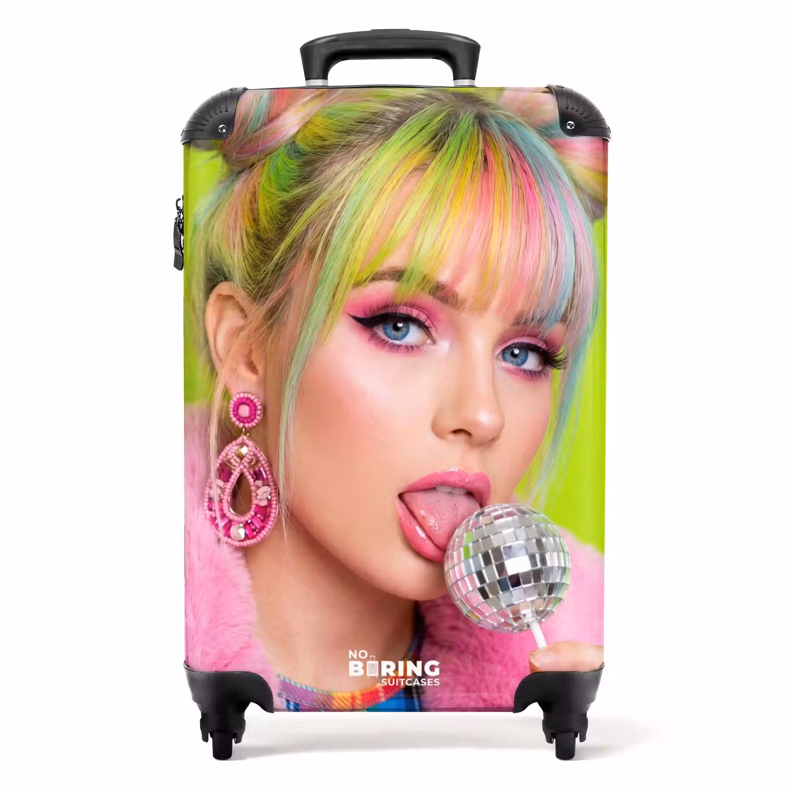 Koffer - Vrouw - Kleurrijk haar - Pop art - Modern - Levendig - Vrouw - Kleurrijk haar - Pop art - Modern - Levendig NBS - Handbagage koffer - Volwassenen Unisex middel