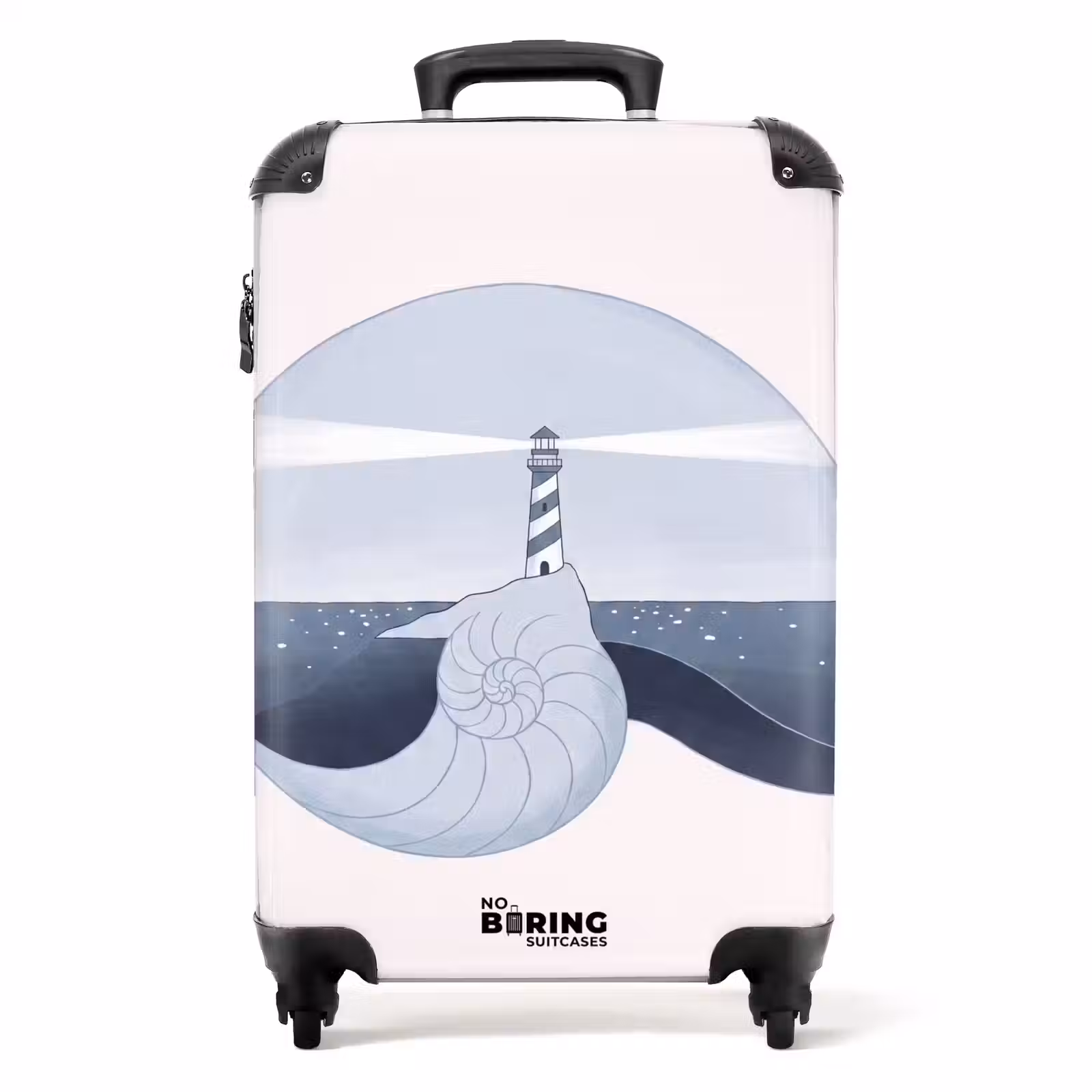Koffer - Vuurtoren - Zee - Schelp - Abstract - Blauw - Vuurtoren - Zee - Schelp - Abstract - Blauw NBS - Handbagage koffer - Volwassenen Unisex middel
