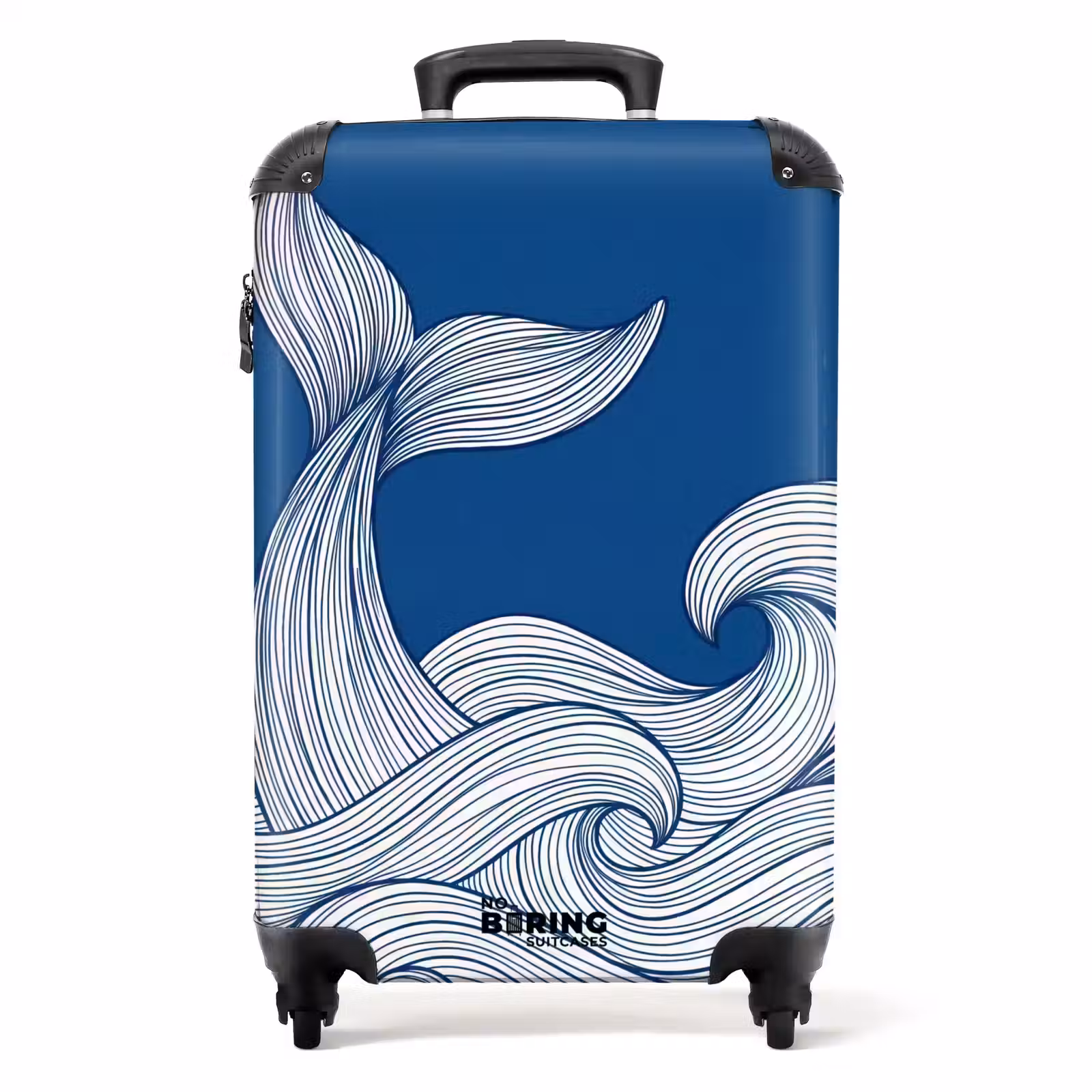 Koffer - Walvis - Staart - Golven - Lijntekening - Blauw - Walvis - Staart - Golven - Lijntekening - Blauw NBS - Handbagage koffer - Volwassenen Unisex middel