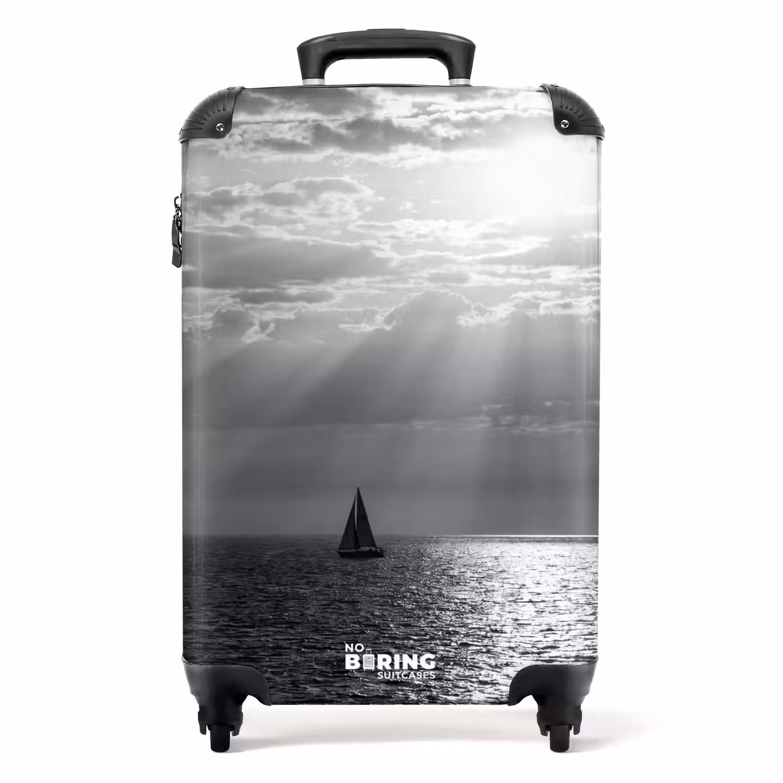 Koffer - Water - Boot - Lucht - Natuur - Zwart-wit - Water - Boot - Lucht - Natuur - Zwart-wit NBS - Handbagage koffer - Volwassenen Unisex middel