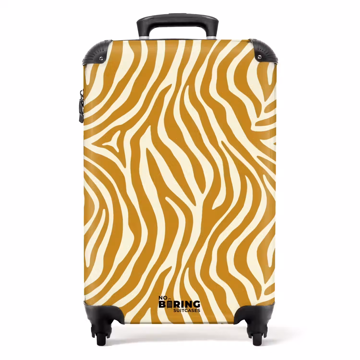 Zebra - Klassiek - Oker - Geel NBS - Handbagage koffer - Volwassenen Unisex middel -productfoto_recht