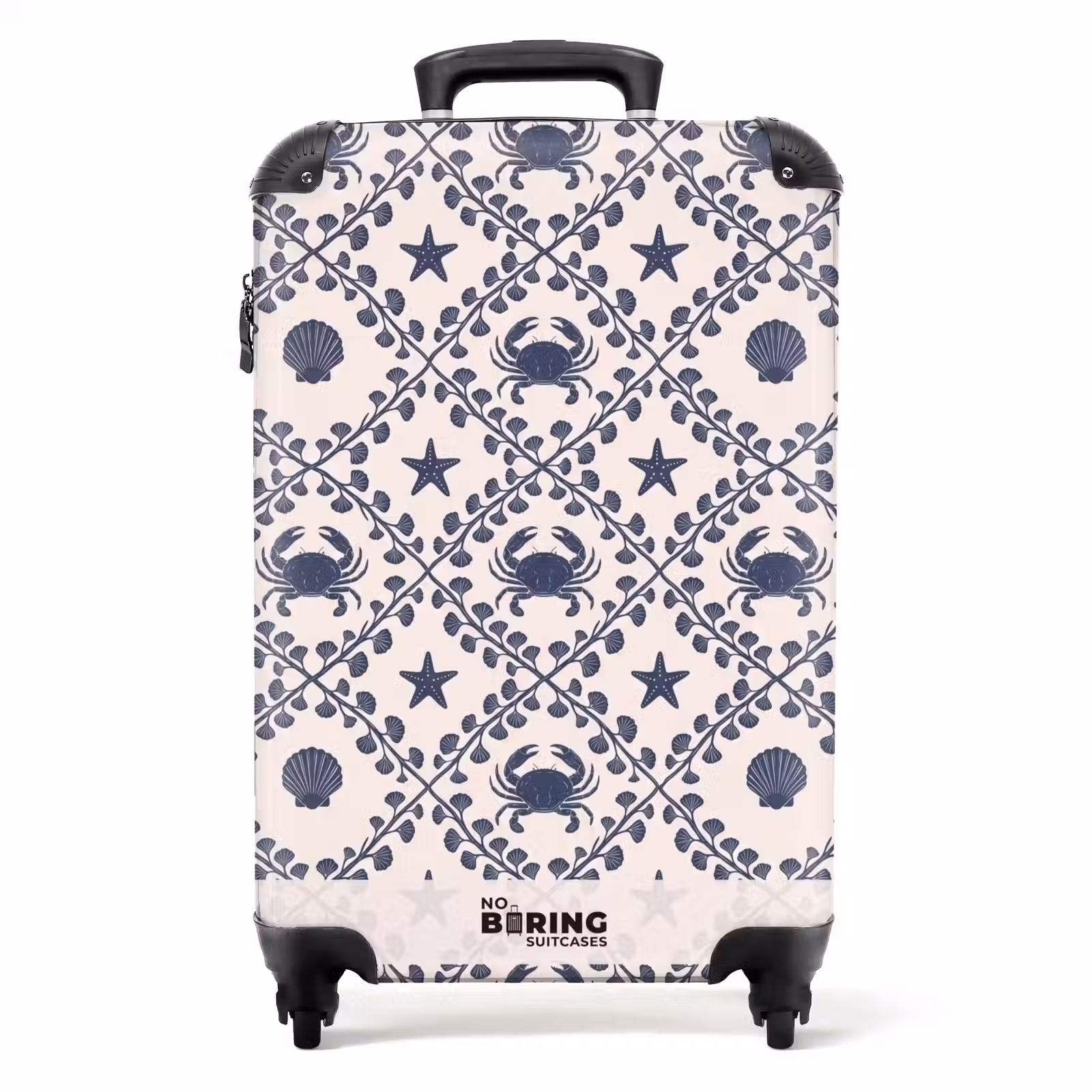 Koffer - Zee - Krab - Zeester - Patroon - Blauw - Zee - Krab - Zeester - Patroon - Blauw NBS - Handbagage koffer - Volwassenen Unisex middel