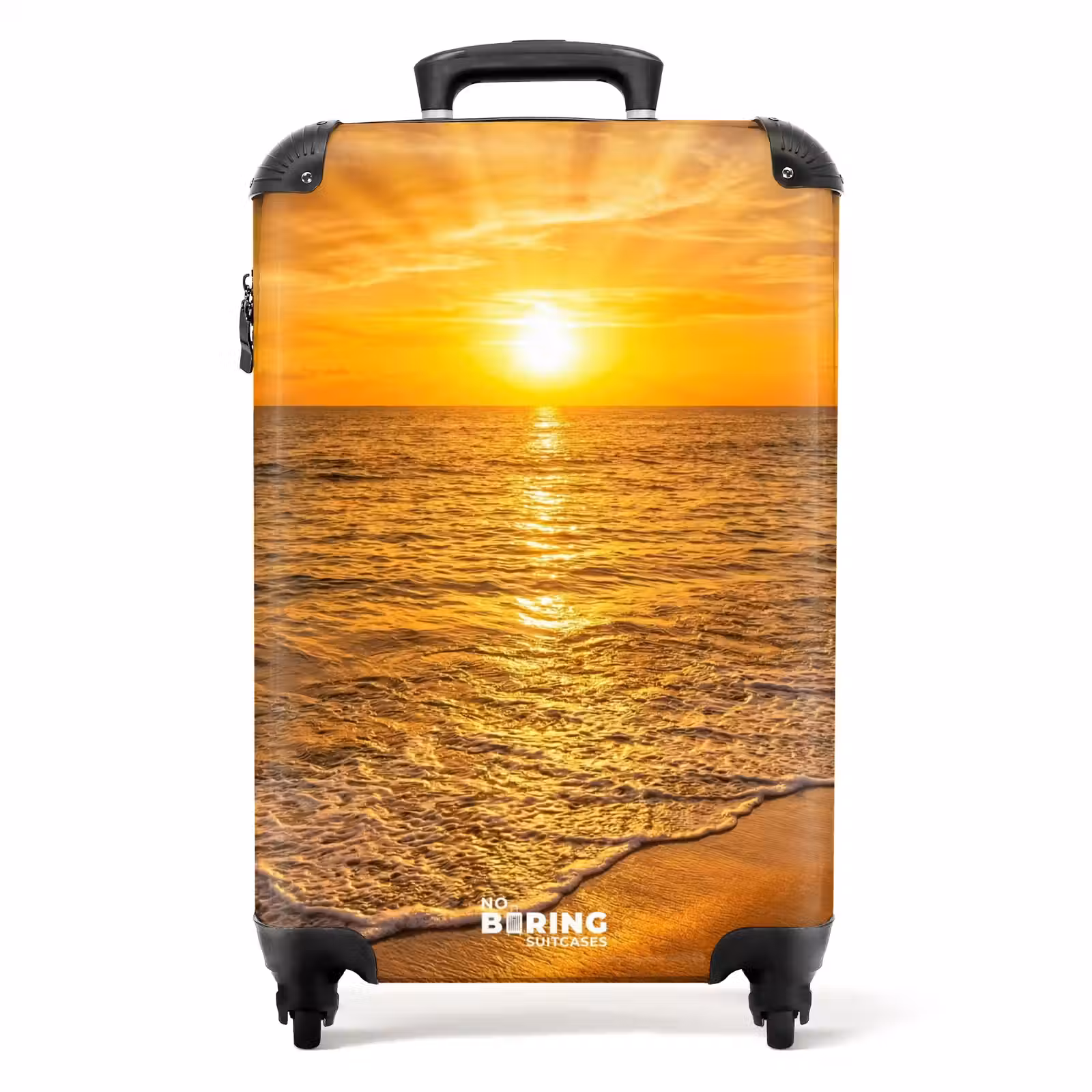 Koffer - Zee - Zonsondergang - Golven - Kust - Oranje - Zee - Zonsondergang - Golven - Kust - Oranje NBS - Handbagage koffer - Volwassenen Unisex middel