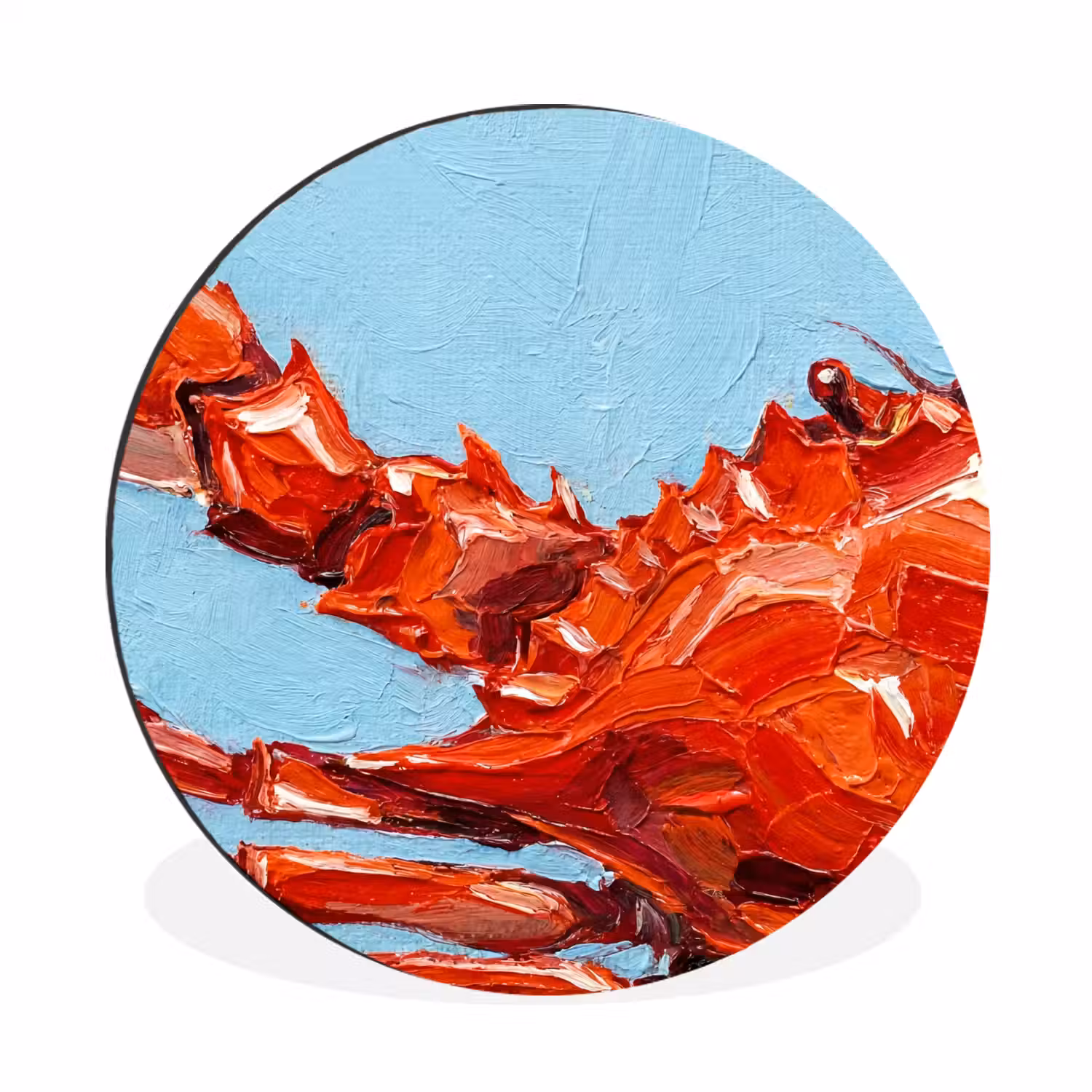Krab - Zee - Dieren - Abstract - Rood Wandcirkel aluminium klein -3d