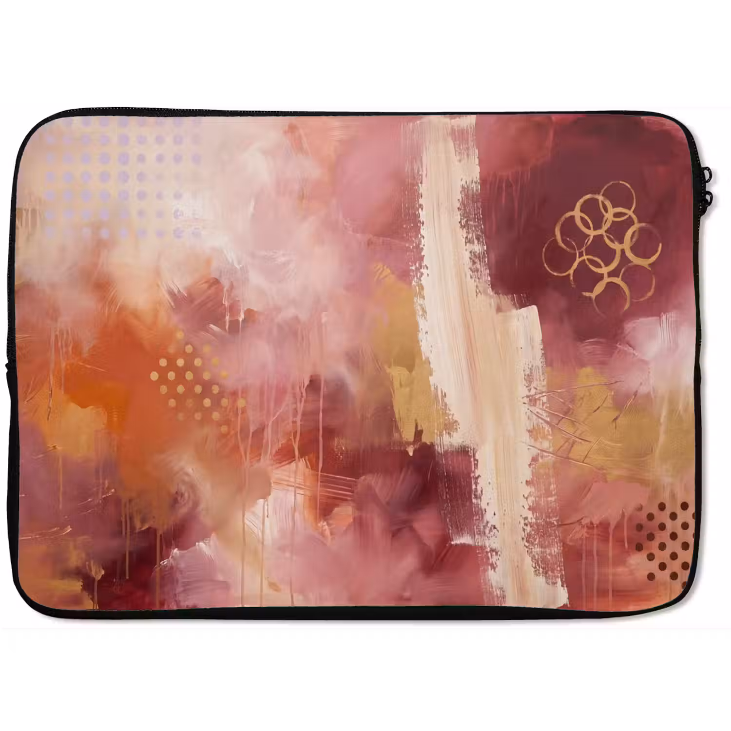 Abstract - Rood - Goud - Modern - Kunst laptophoes neopreen klein -zkaufland3dotto