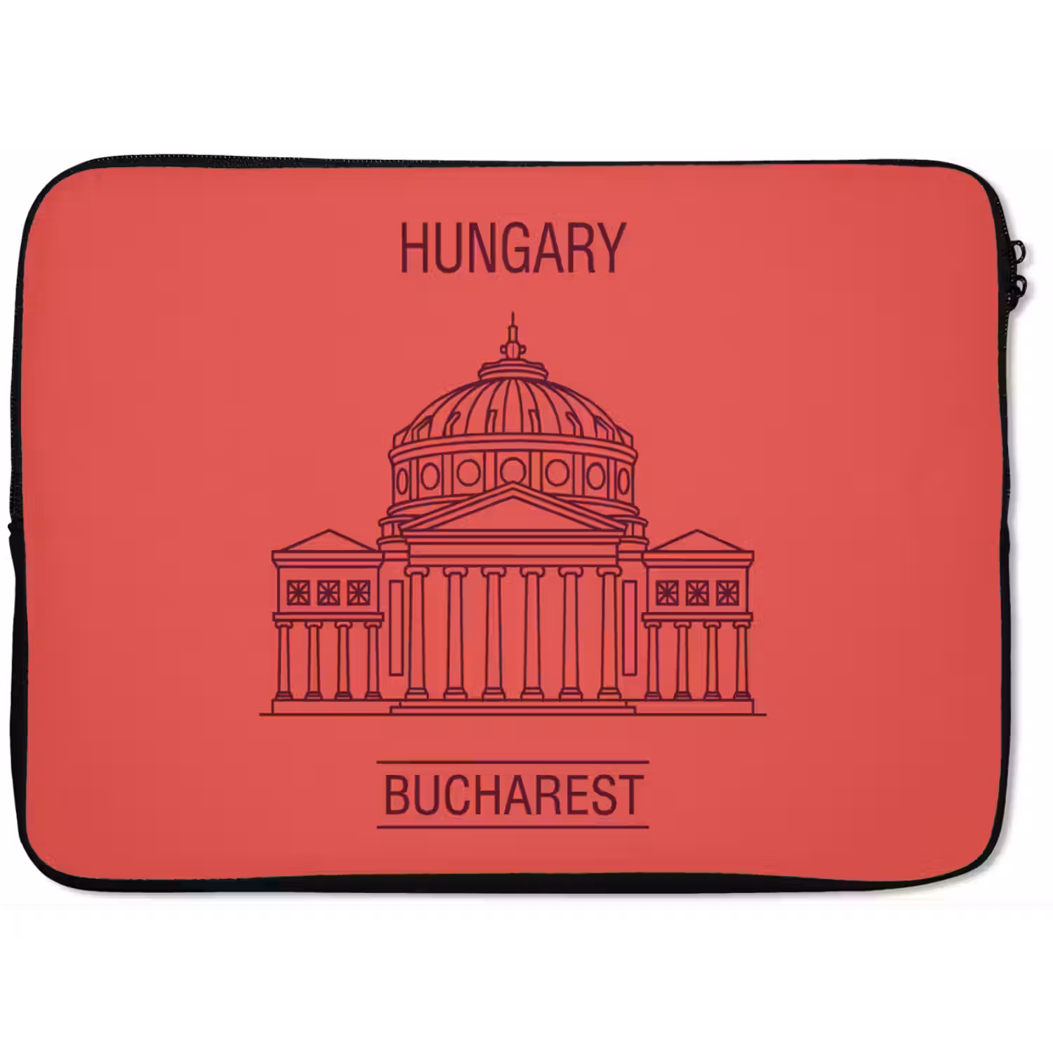 Architectuur - Boekarest - Stedelijk - Lijntekening - Rood laptophoes neopreen klein -zkaufland3dotto
