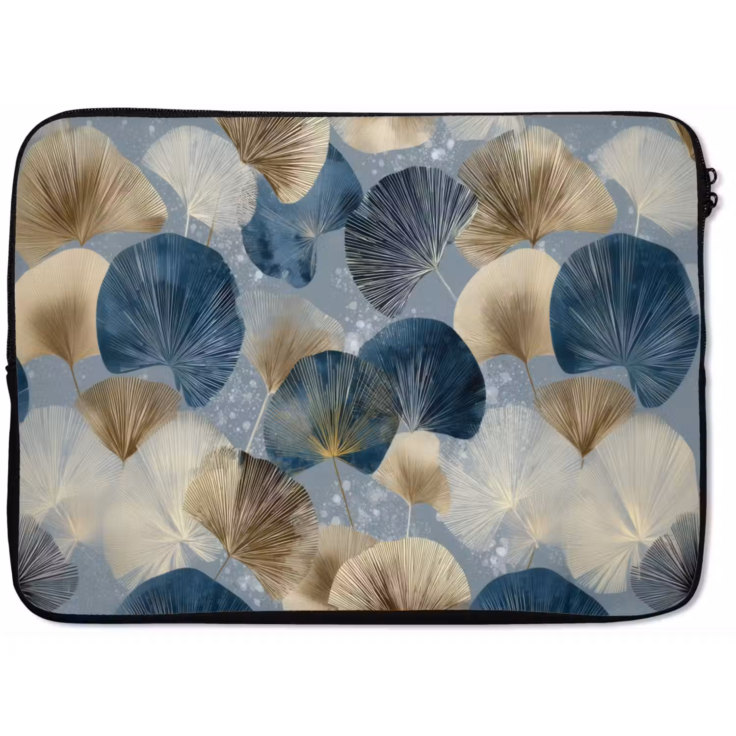 Bladeren - Abstract - Goud - Blauw laptophoes neopreen klein -zkaufland3dotto