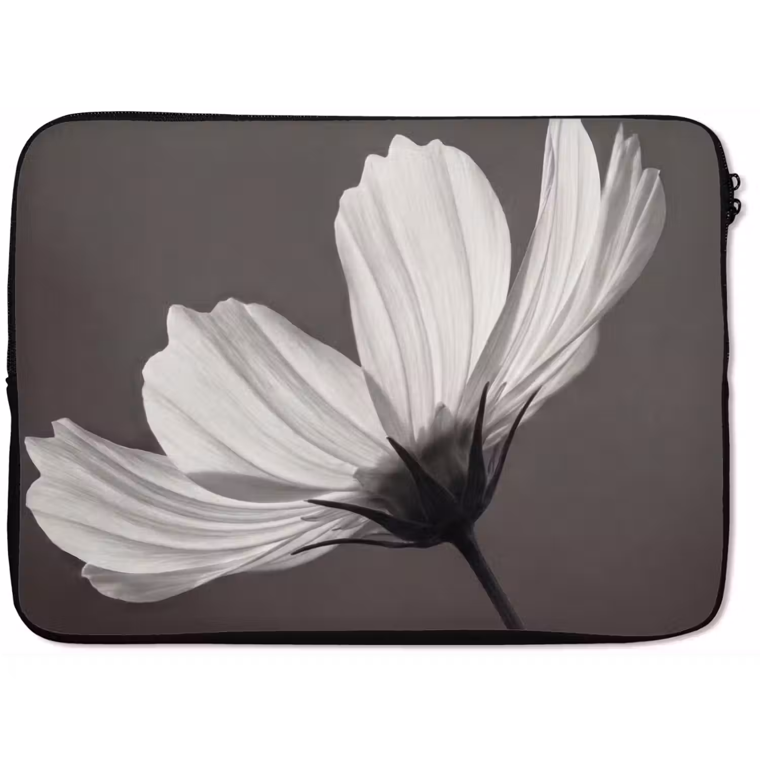 Bloem - Minimalistisch - Zwart - Wit laptophoes neopreen klein -zkaufland3dotto