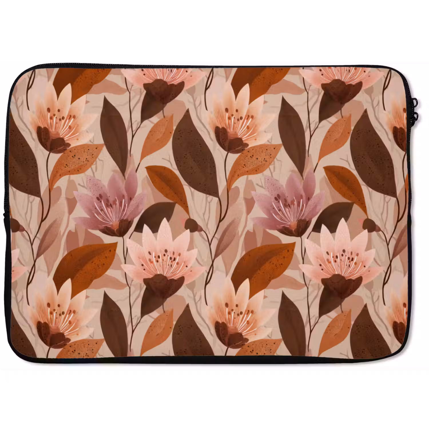 Bloemen - Bladeren - Bruin laptophoes neopreen klein 279 -zkaufland3dotto