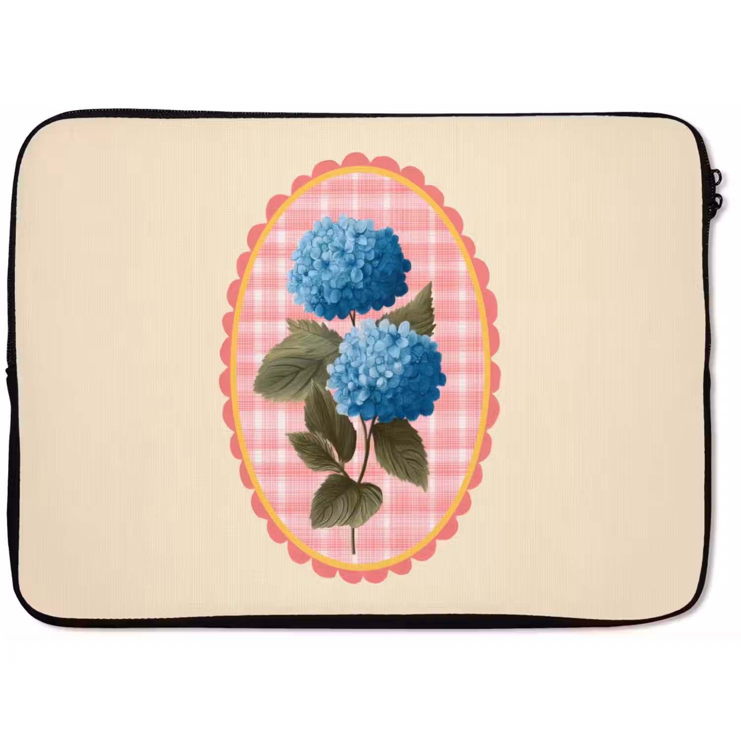 Bloemen - Blauw - Lijst - Bladeren laptophoes neopreen klein -zkaufland3dotto