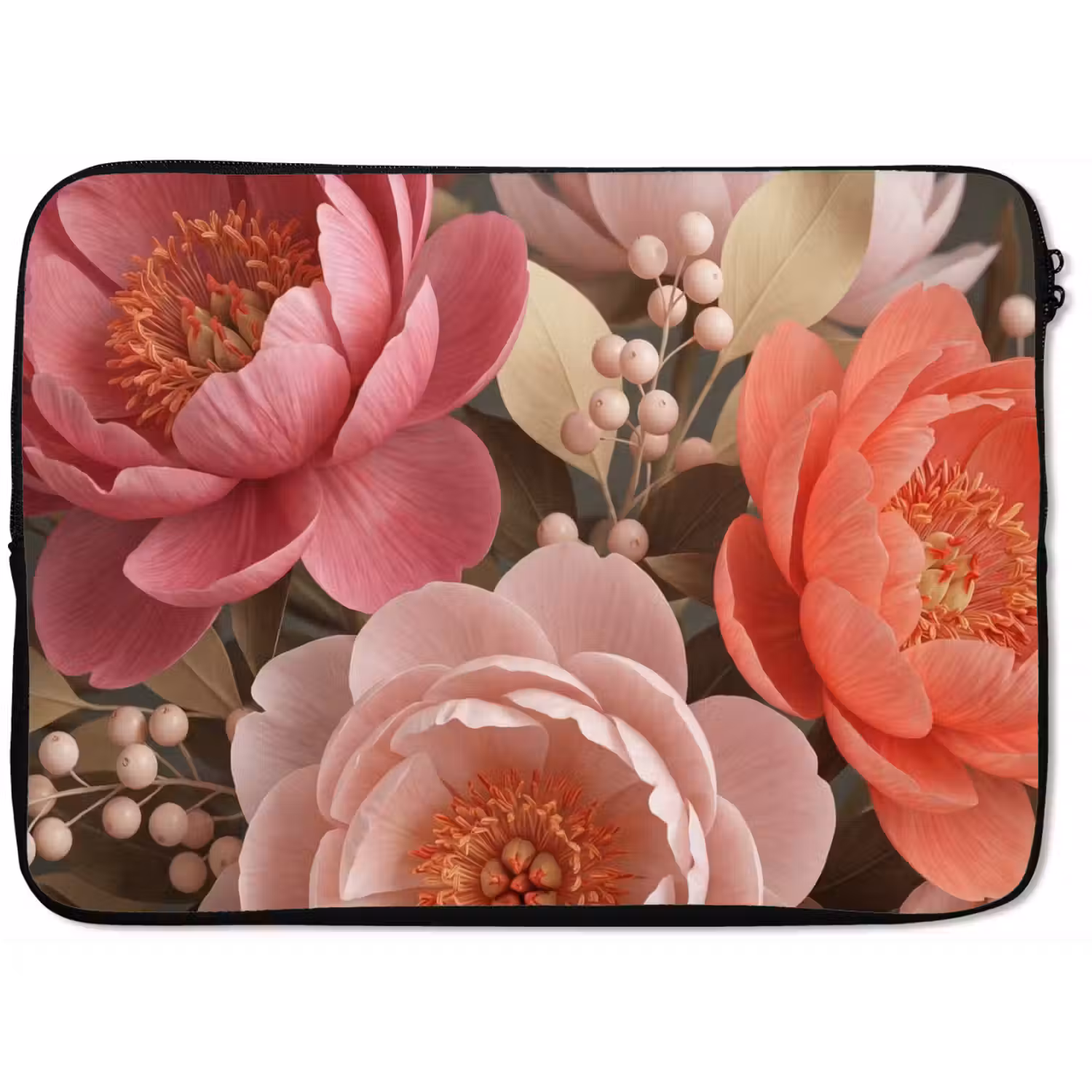 Bloemen - Bloesem - Zacht - Koraal - Decoratie laptophoes neopreen klein -zkaufland3dotto