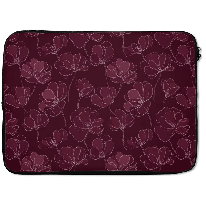 Bloemen - Patroon - Bordeauxrood laptophoes neopreen klein 279 -zkaufland3dotto