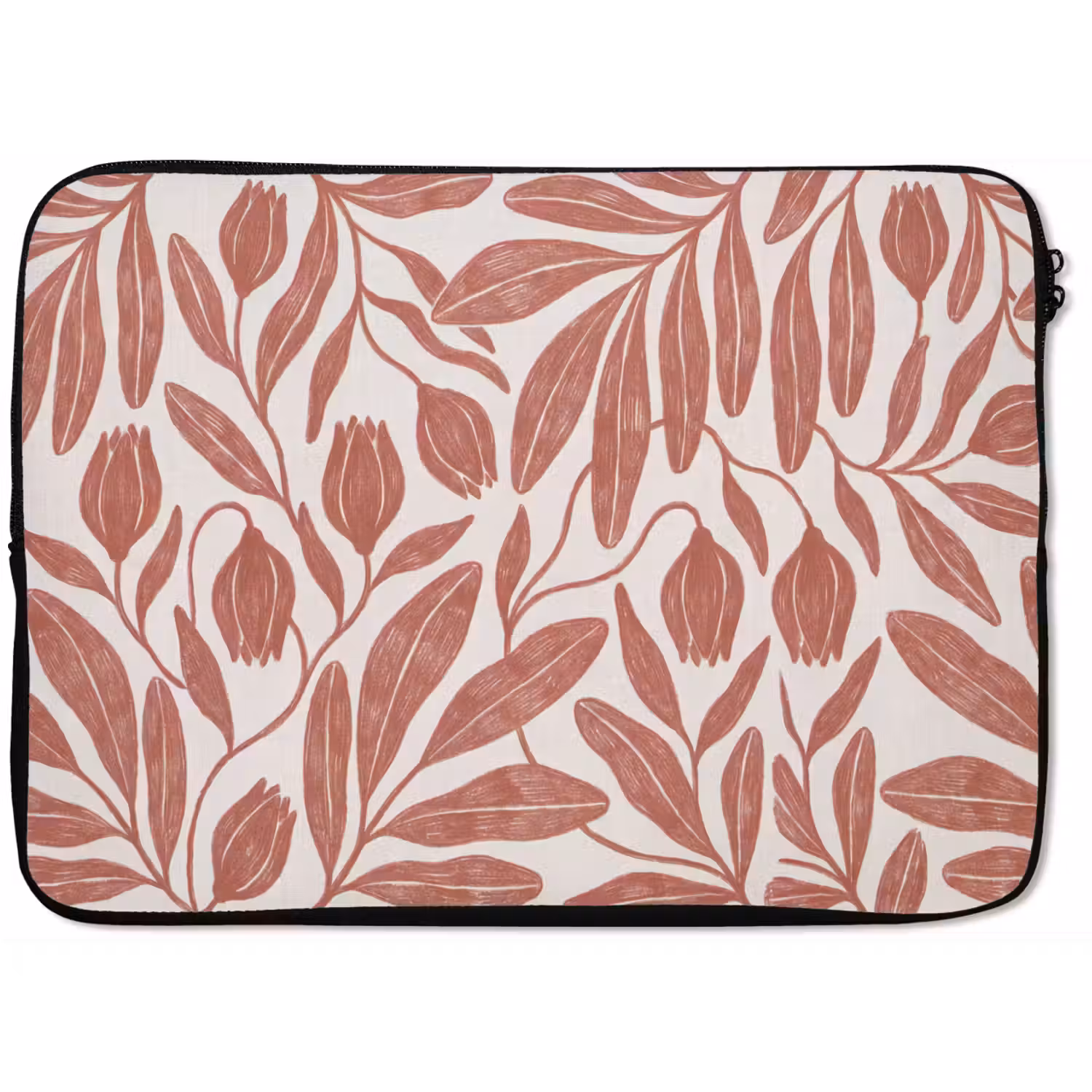 Bloemen - Patroon - Modern - Natuur - Bruin laptophoes neopreen klein -zkaufland3dotto