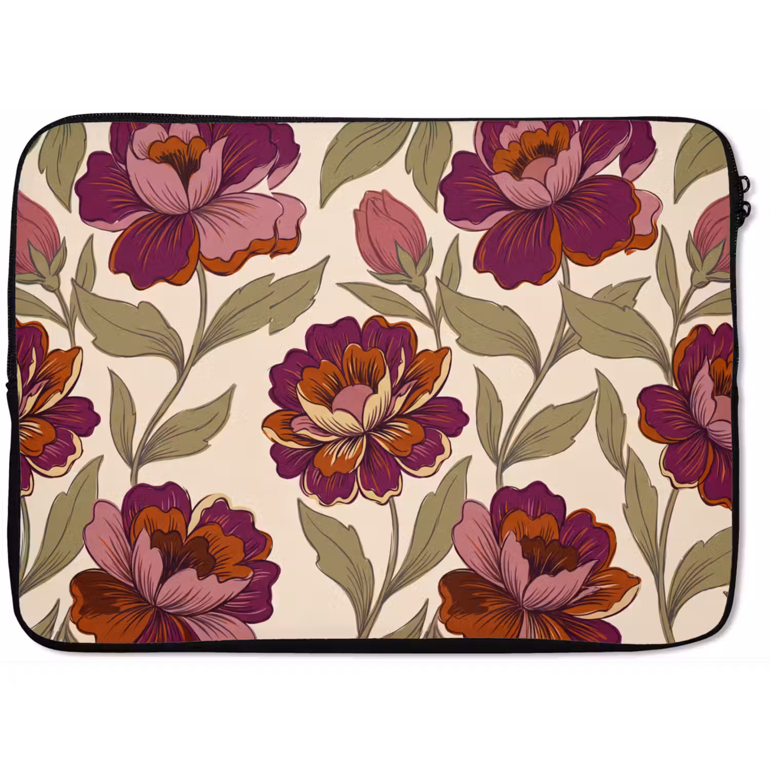 Bloemen - Patroon - Natuur - Modern - Paars laptophoes neopreen klein -zkaufland3dotto