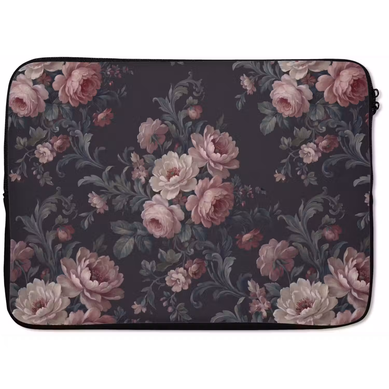 Bloemen - Patroon - Sierlijk - Roze - Donker laptophoes neopreen klein -zkaufland3dotto