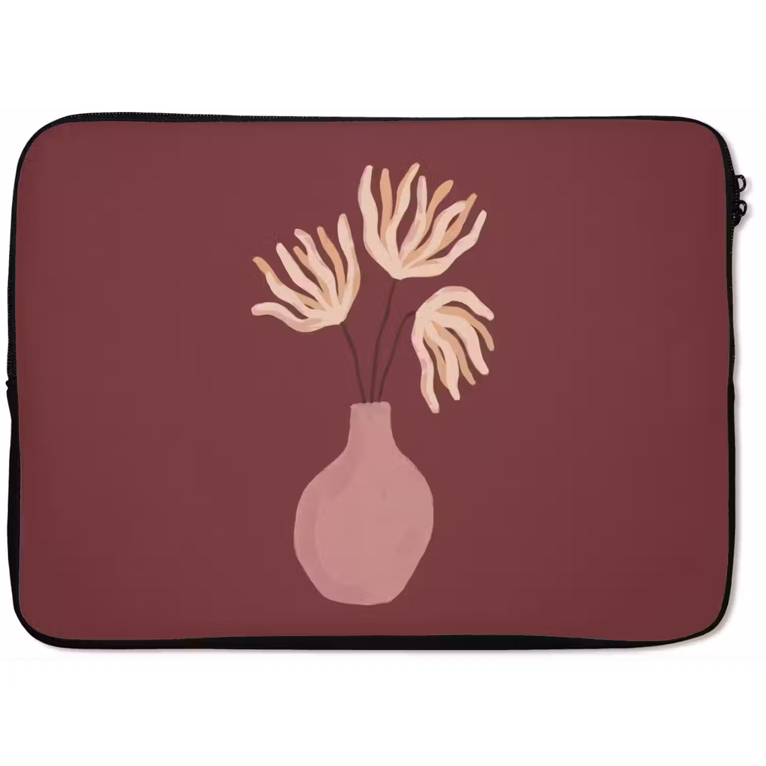 Bloemen - Vaas - Abstract - Modern - Aardetinten laptophoes neopreen klein -zkaufland3dotto