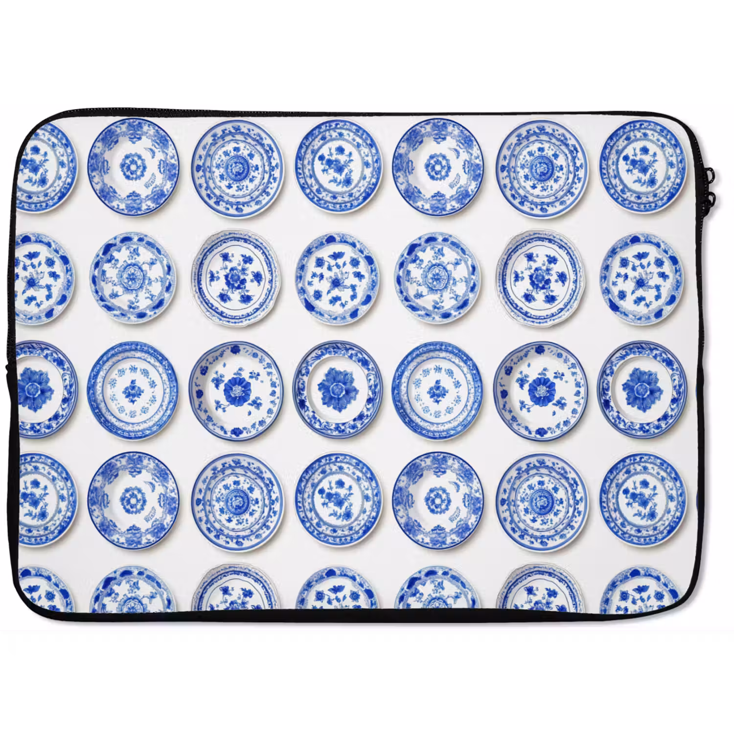 Borden - Bloemen - Patroon - Blauw laptophoes neopreen klein 279 -zkaufland3dotto