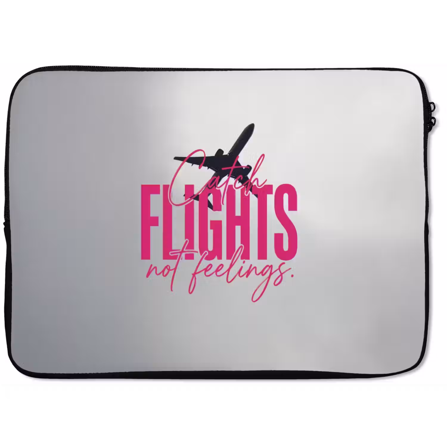 Catch flights not feelings - Vliegtuig - Roze laptophoes neopreen klein -zkaufland3dotto
